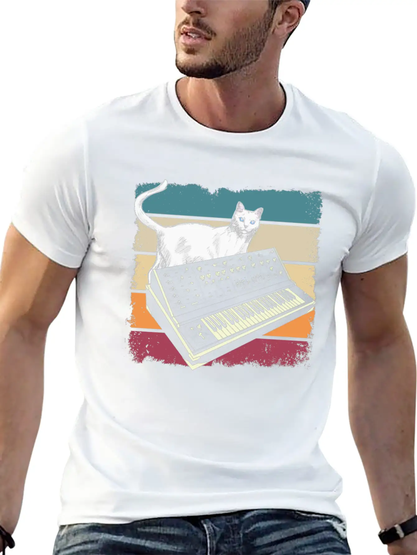 Modular Synthesizer Music Producer Cat Lover Timeless Short Sleeve Tee – Comfy And Minimalist Design