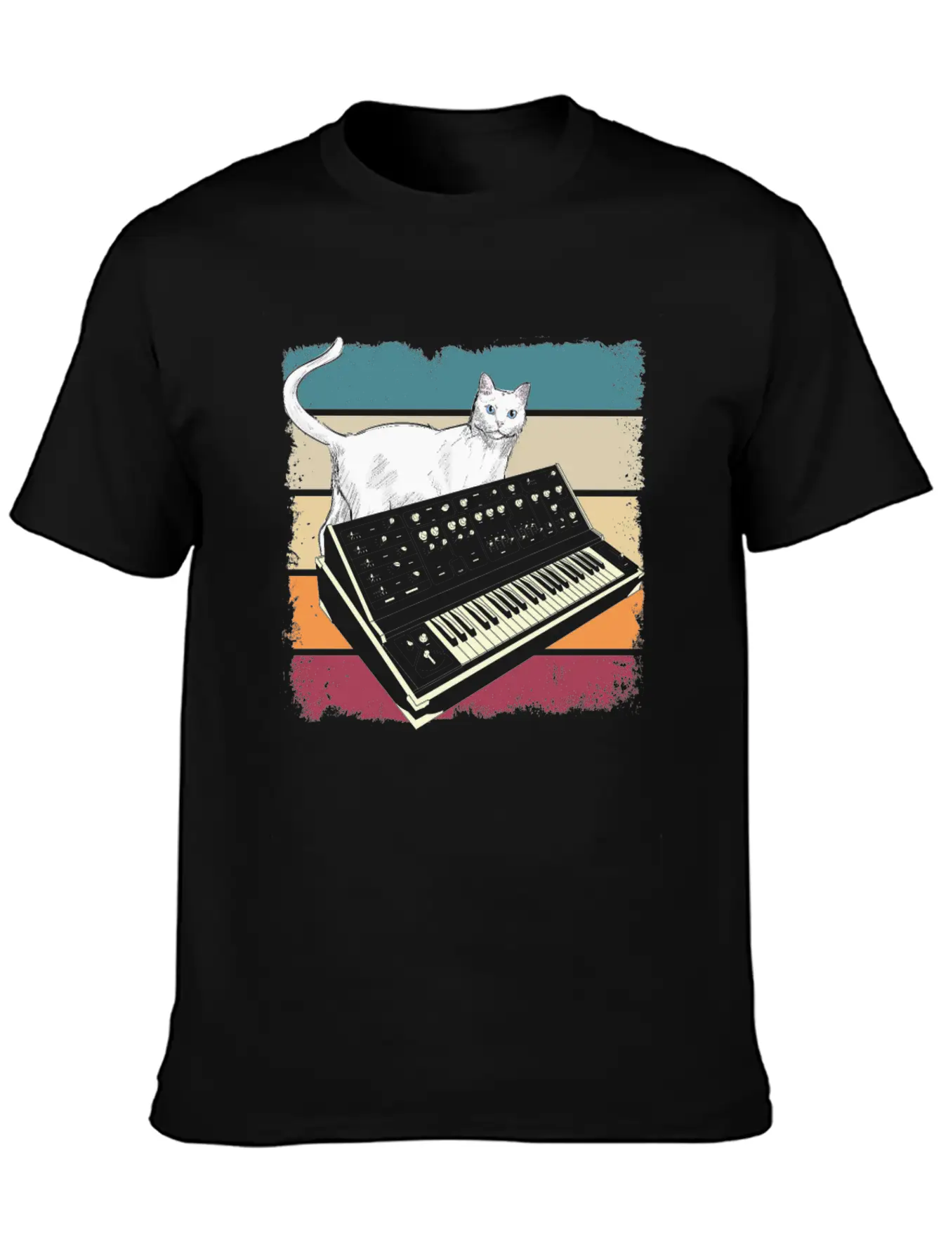 Modular Synthesizer Music Producer Cat Lover Timeless Short Sleeve Tee – Comfy And Minimalist Design