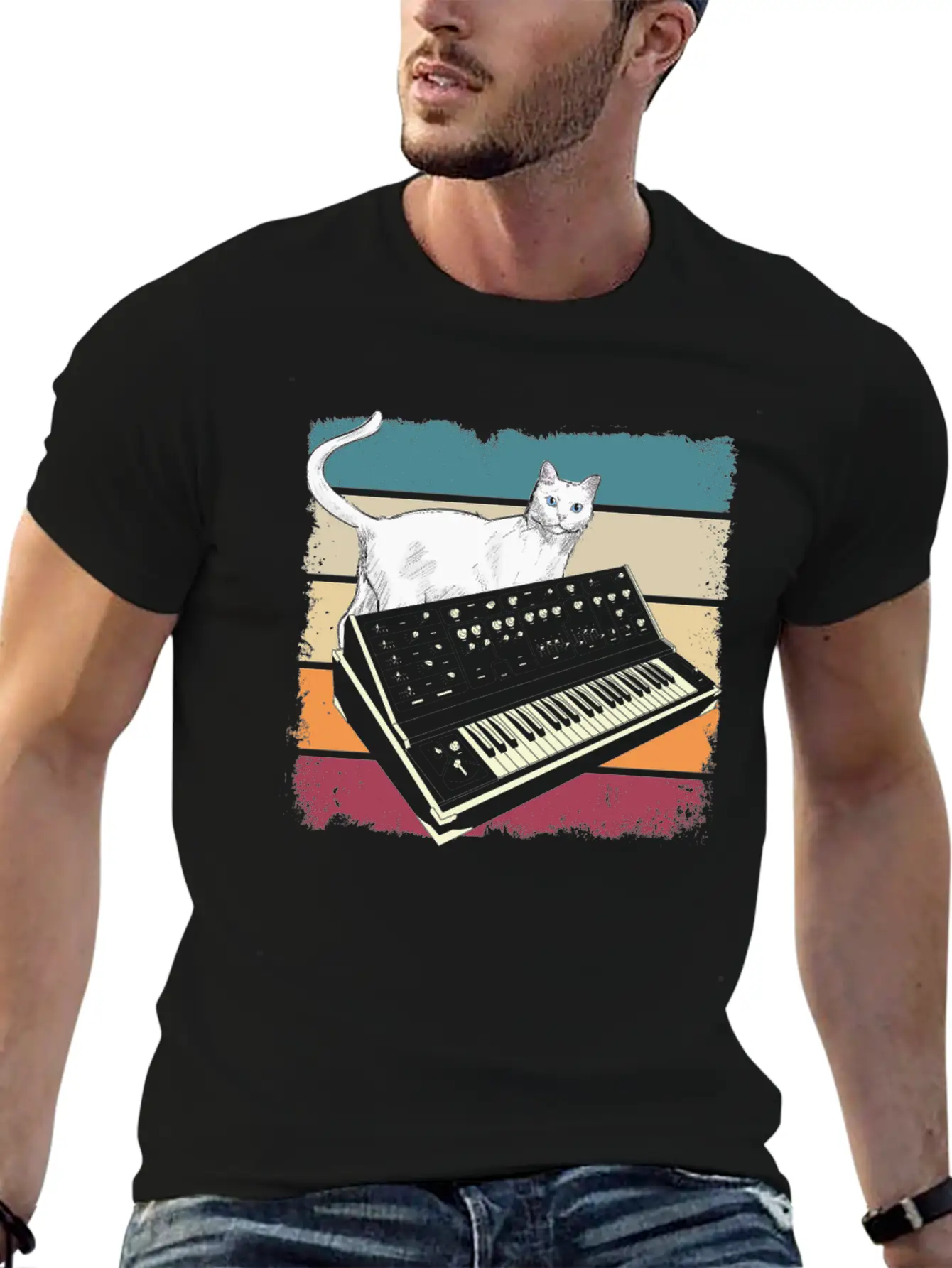 Modular Synthesizer Music Producer Cat Lover Timeless Short Sleeve Tee – Comfy And Minimalist Design