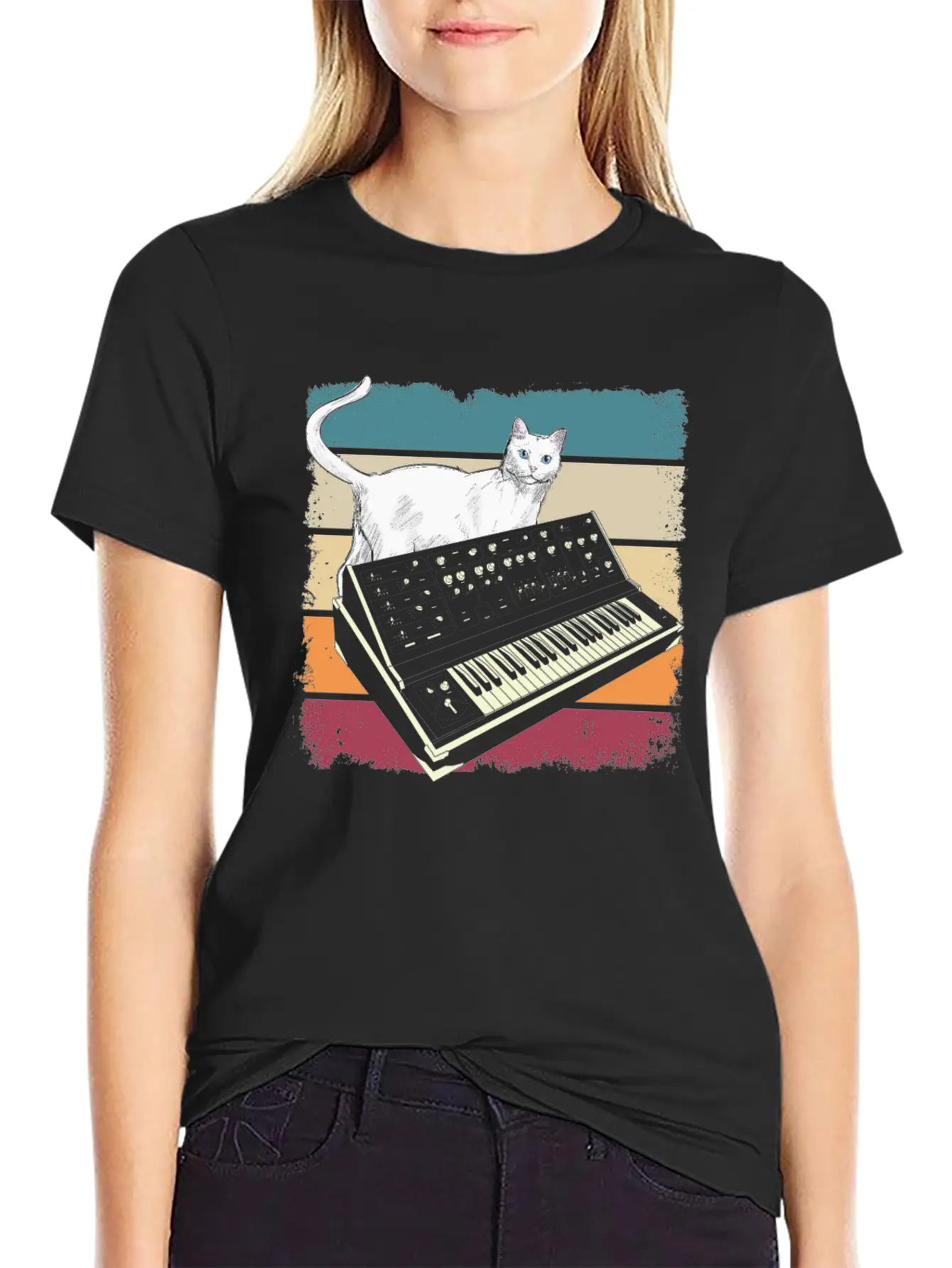 Modular Synthesizer Music Producer Cat Lover Timeless Short Sleeve Tee – Comfy And Minimalist Design