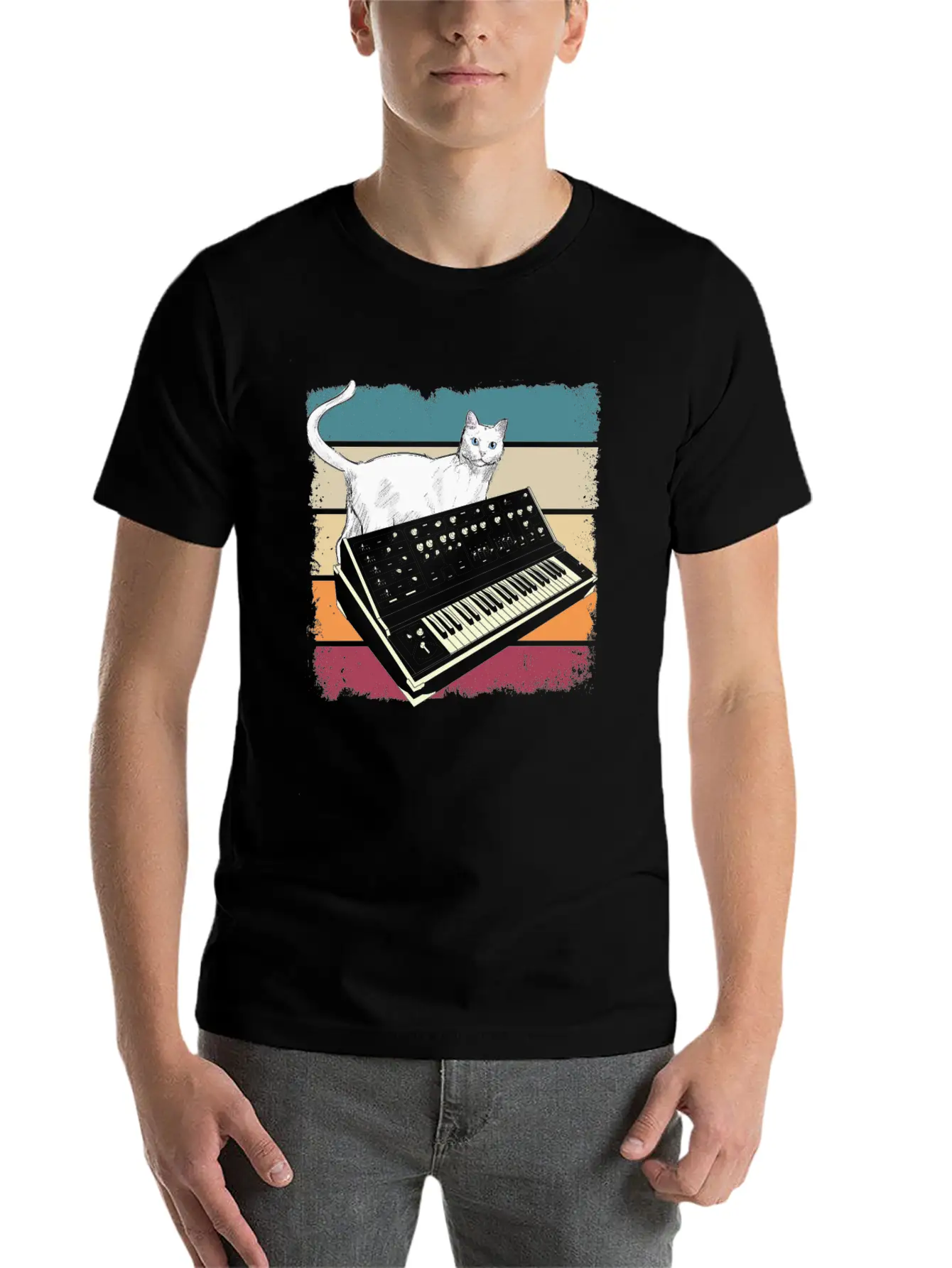 Modular Synthesizer Music Producer Cat Lover Timeless Short Sleeve Tee – Comfy And Minimalist Design
