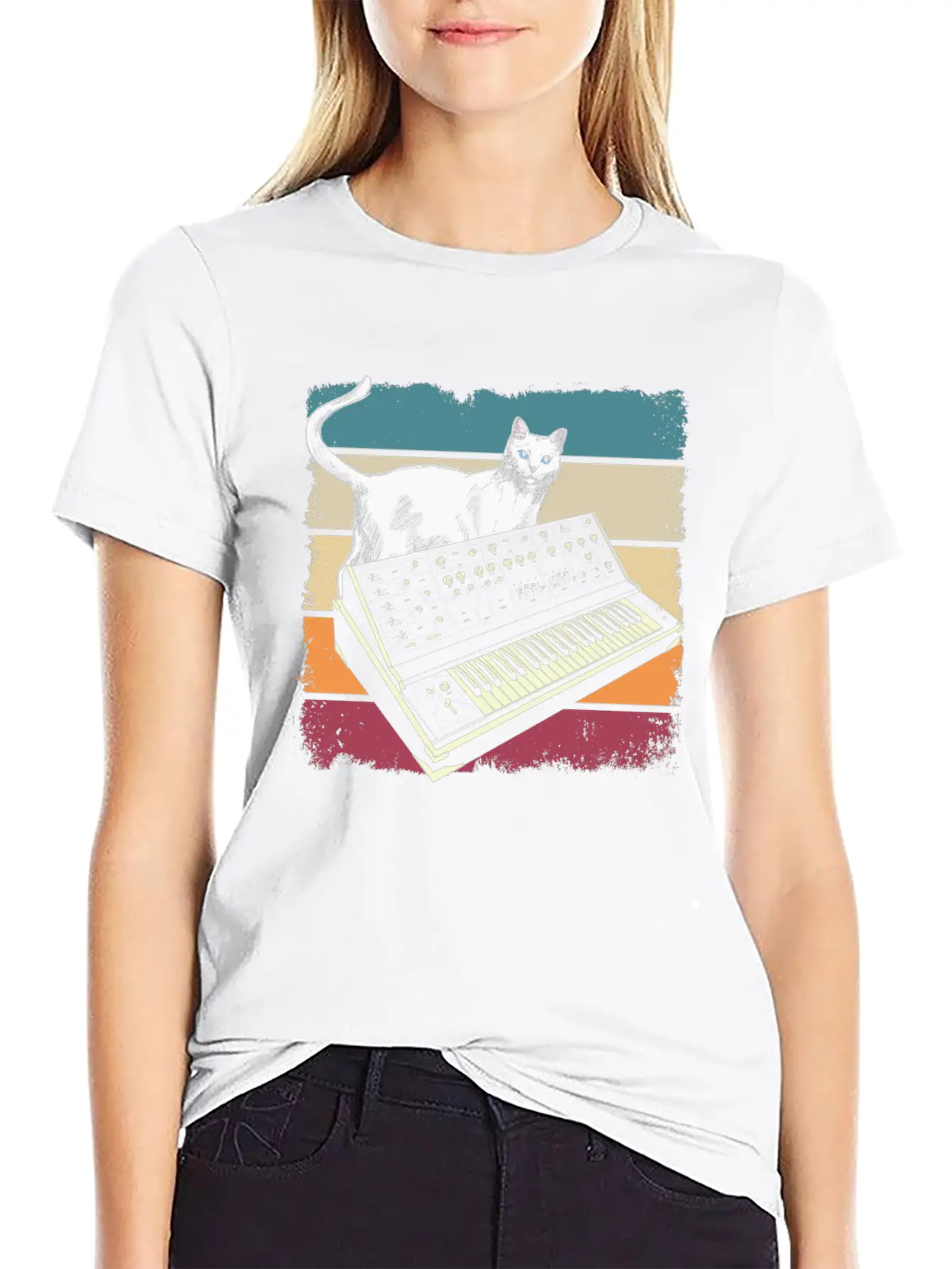 Modular Synthesizer Music Producer Cat Lover Timeless Short Sleeve Tee – Comfy And Minimalist Design