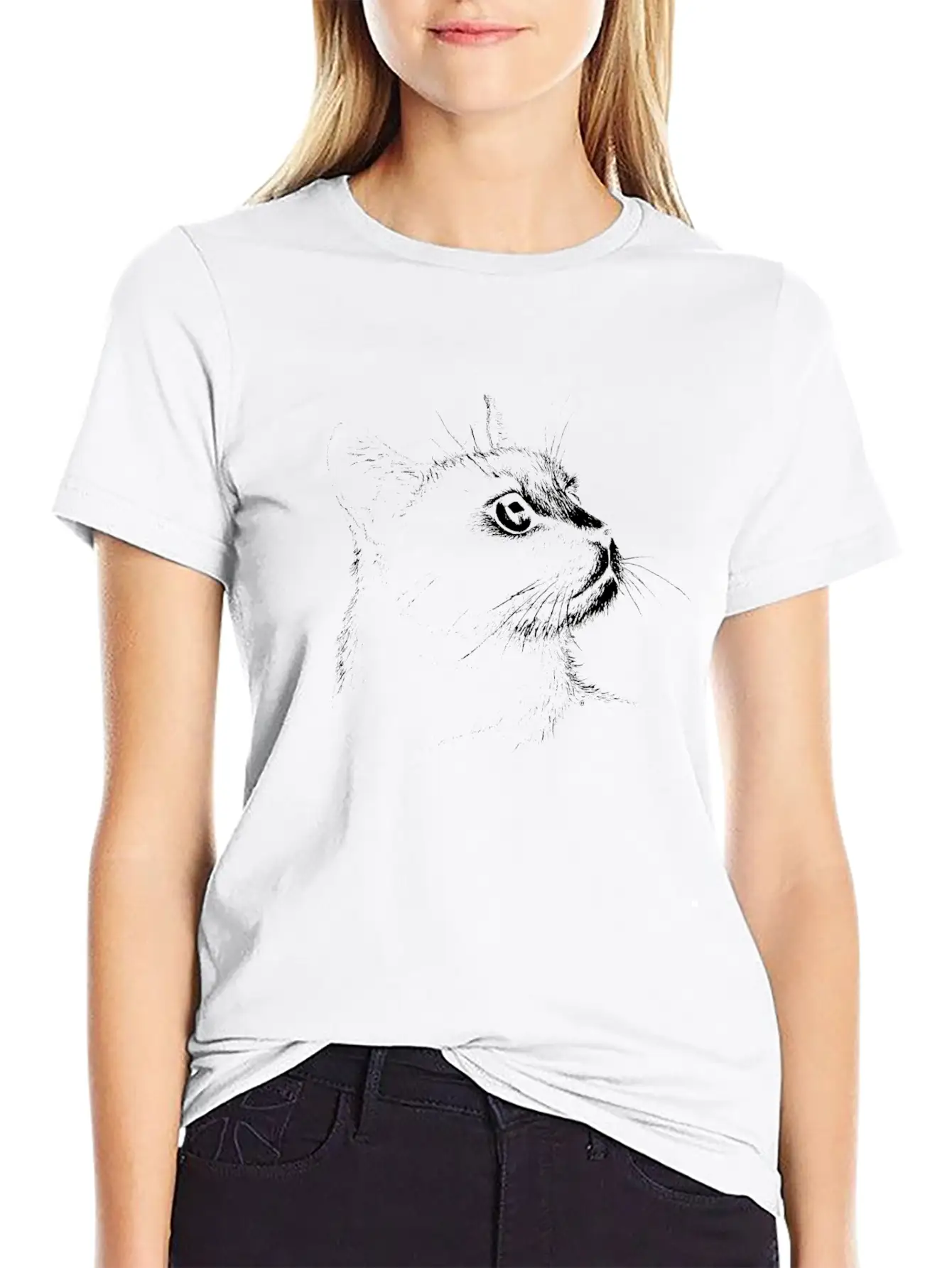 Moggie Portrait (white) Unisex Short Sleeve Soft Cotton T-Shirt – Casual Everyday Wear