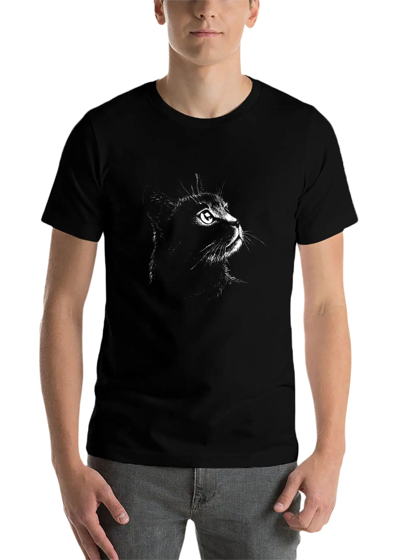 Moggie Portrait (white) Unisex Short Sleeve Soft Cotton T-Shirt – Casual Everyday Wear