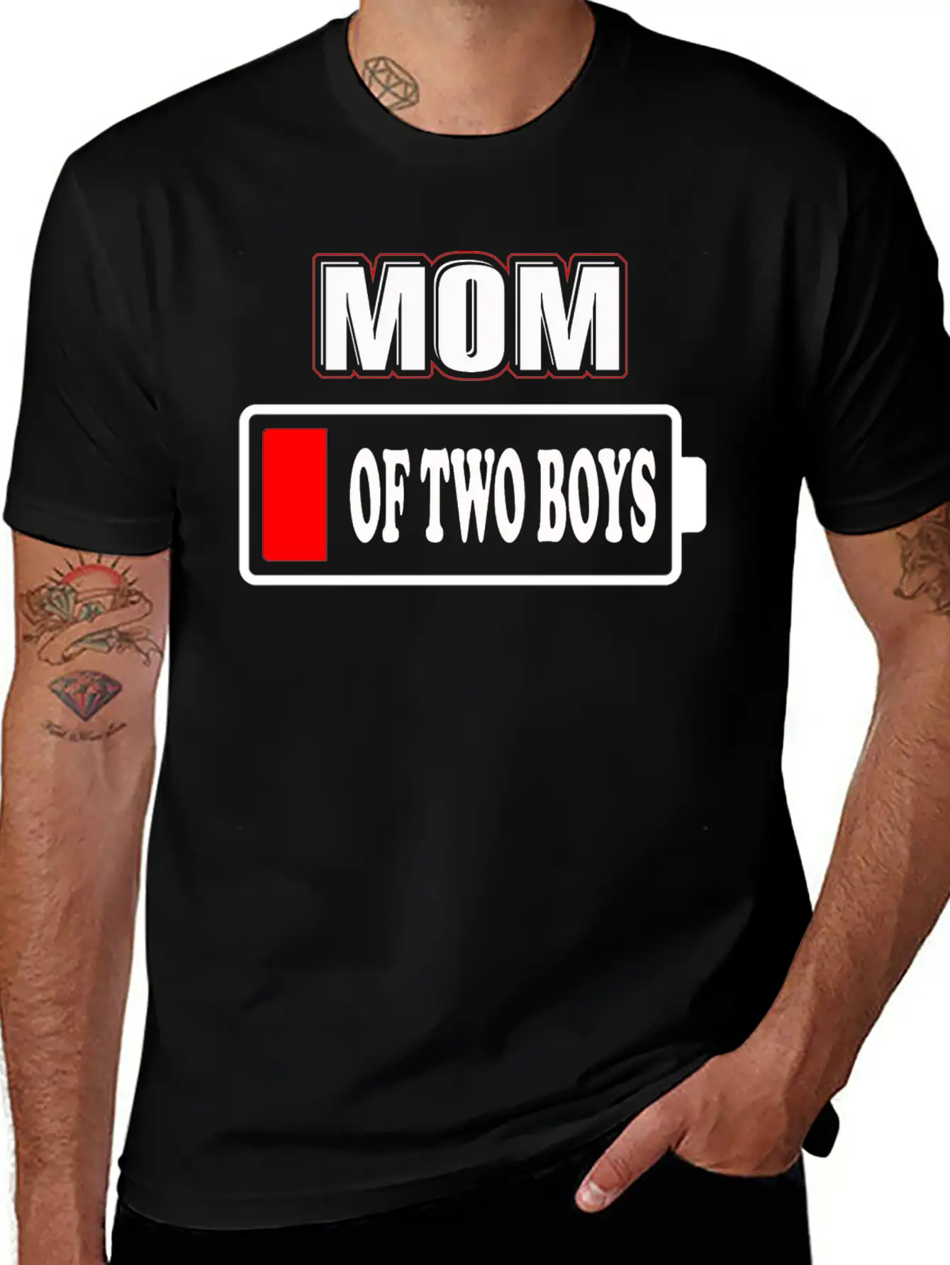 Mom Low Battery Energy Empty Matching Mommy Unisex Short Sleeve Soft Cotton T-Shirt – Casual Everyday Wear