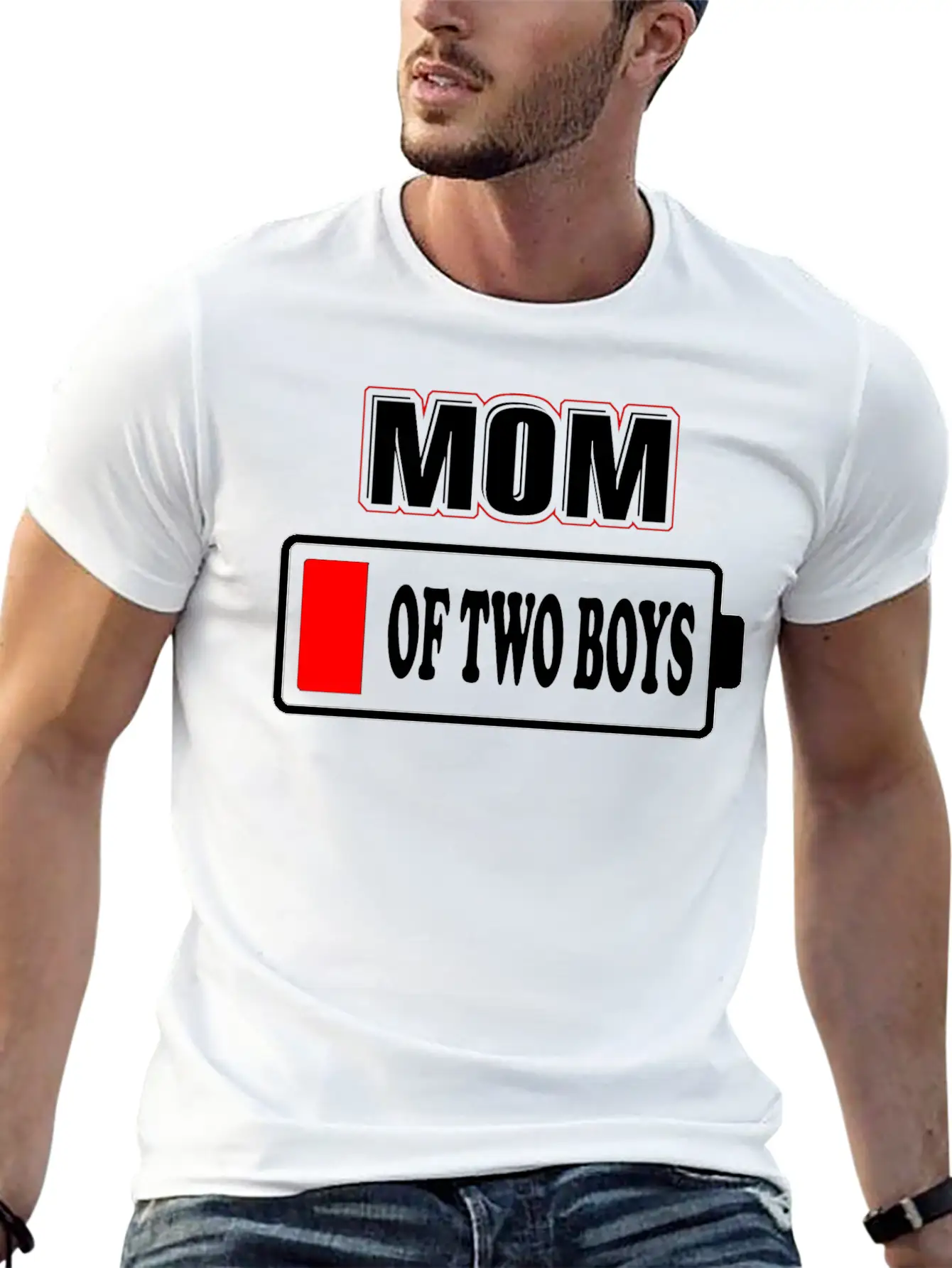 Mom Low Battery Energy Empty Matching Mommy Unisex Short Sleeve Soft Cotton T-Shirt – Casual Everyday Wear