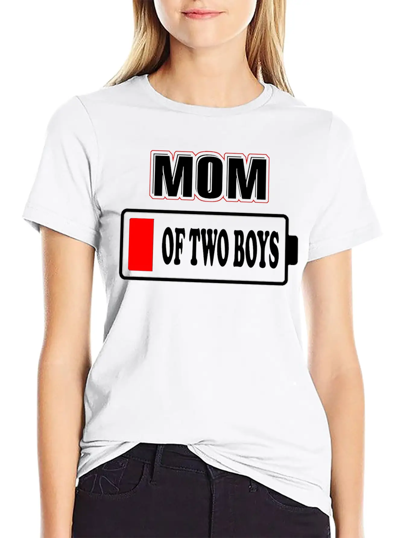 Mom Low Battery Energy Empty Matching Mommy Unisex Short Sleeve Soft Cotton T-Shirt – Casual Everyday Wear