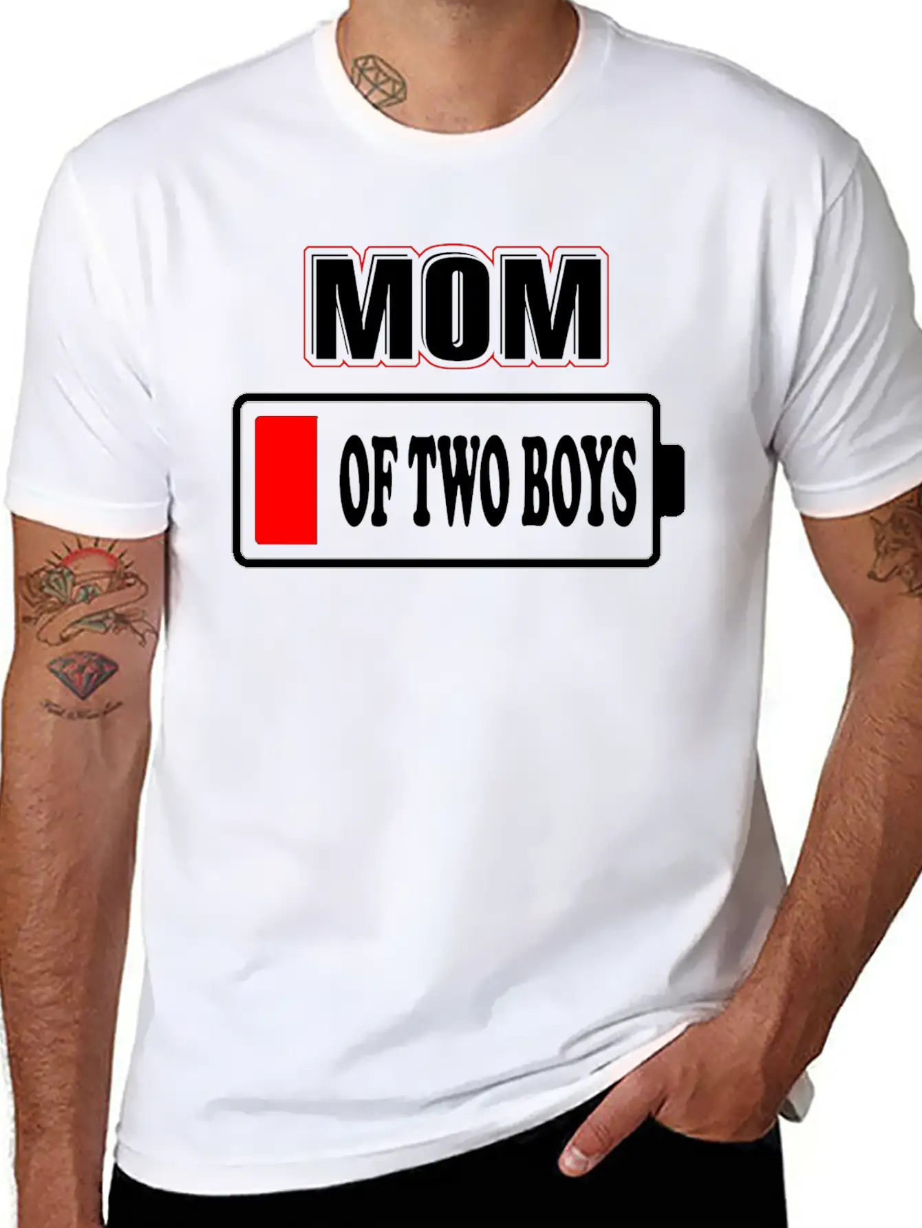 Mom Low Battery Energy Empty Matching Mommy Unisex Short Sleeve Soft Cotton T-Shirt – Casual Everyday Wear
