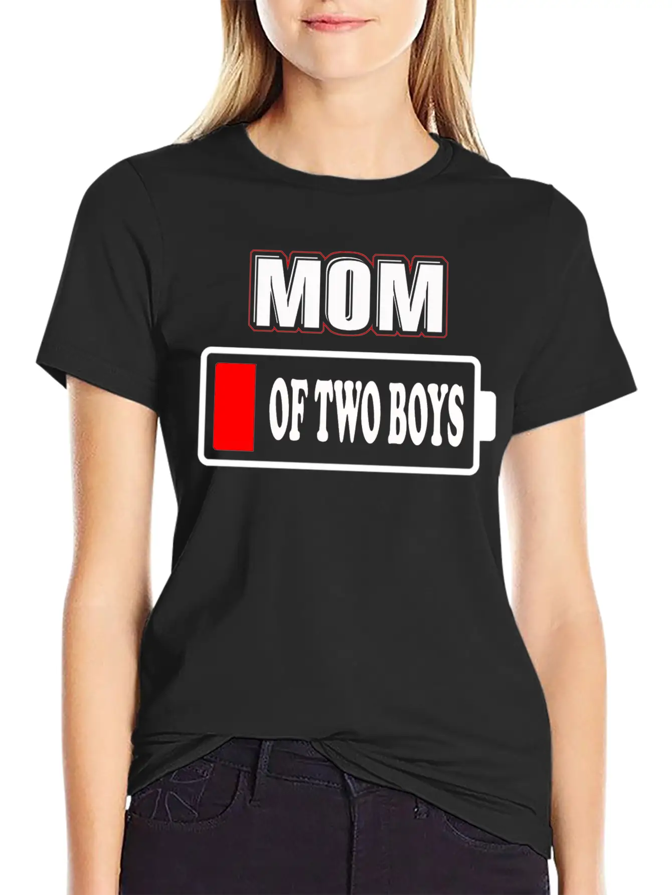 Mom Low Battery Energy Empty Matching Mommy Unisex Short Sleeve Soft Cotton T-Shirt – Casual Everyday Wear