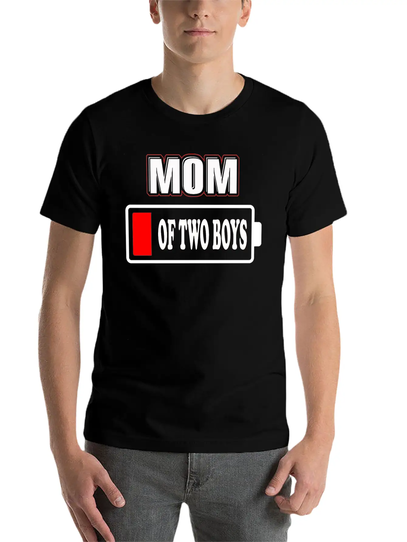 Mom Low Battery Energy Empty Matching Mommy Unisex Short Sleeve Soft Cotton T-Shirt – Casual Everyday Wear
