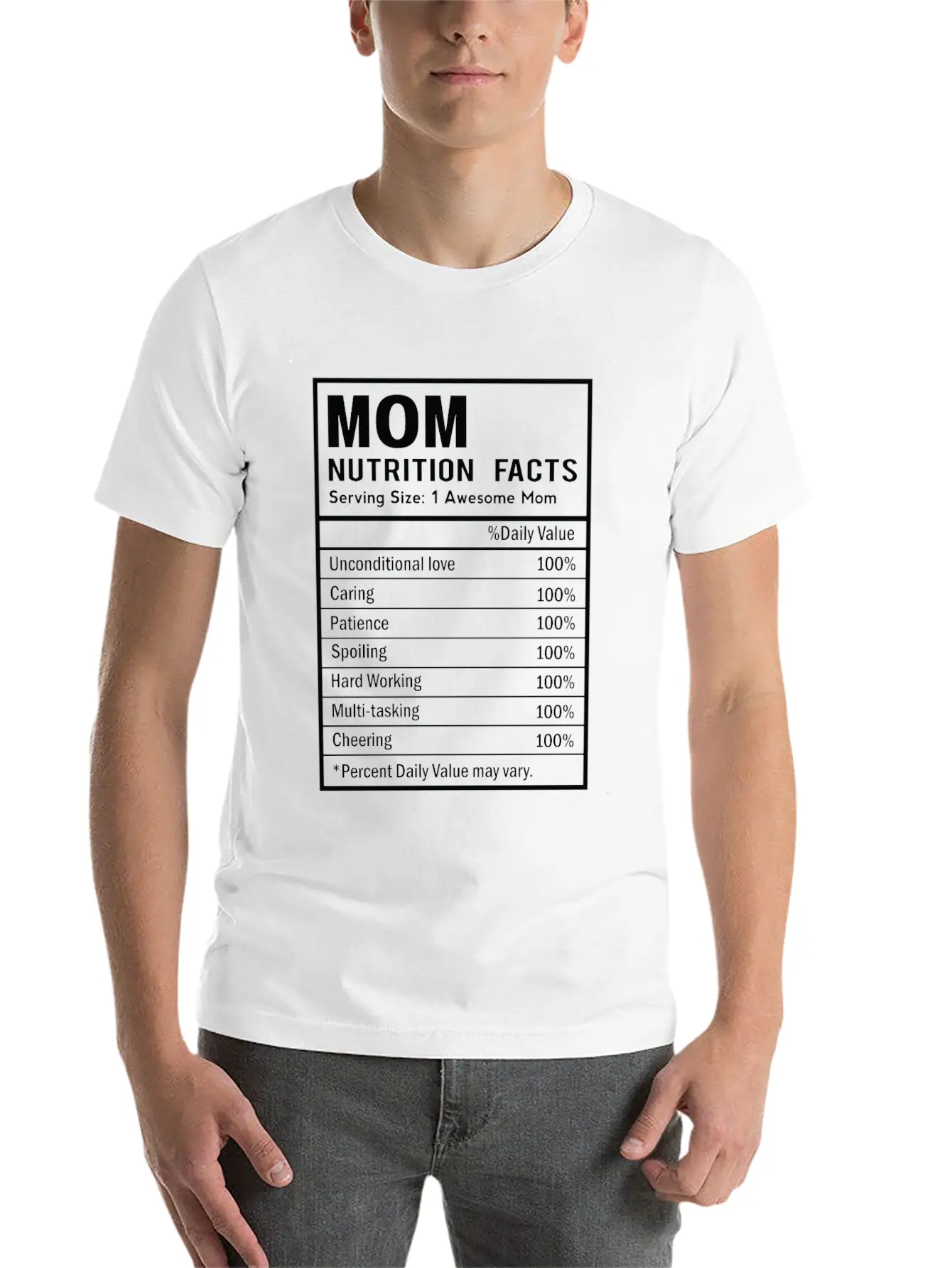 MOM Nutrition Facts Nutrition Facts Template Timeless Short Sleeve Tee – Comfy And Minimalist Design
