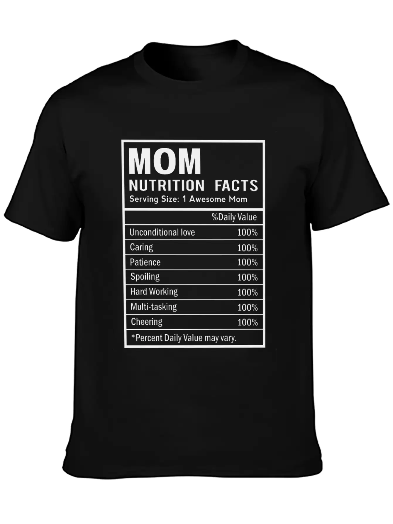 MOM Nutrition Facts Nutrition Facts Template Timeless Short Sleeve Tee – Comfy And Minimalist Design