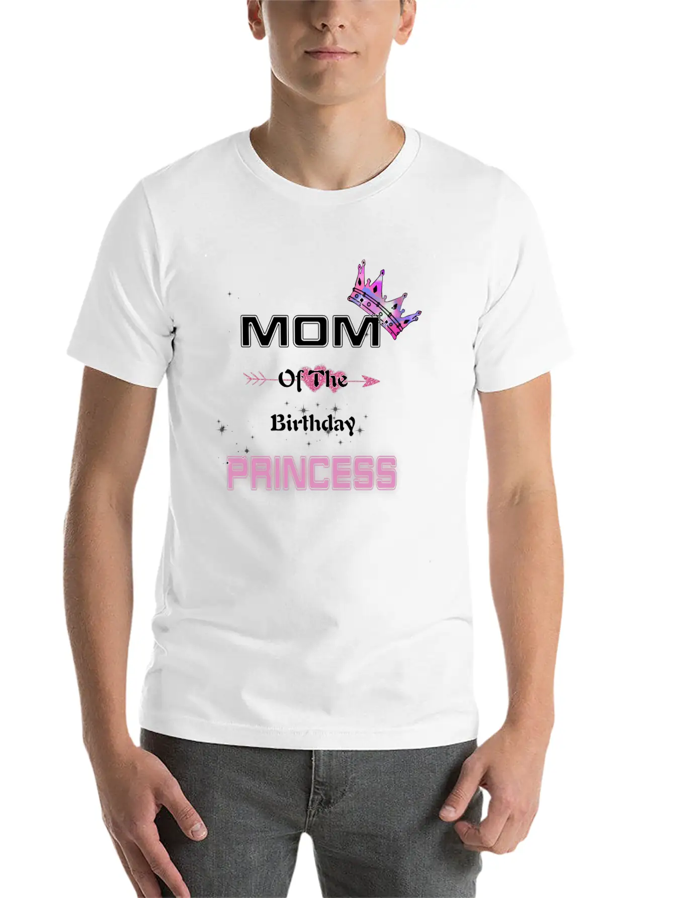 Mom Of The Birthday Princess Unisex Short Sleeve Soft Cotton T-Shirt – Casual Everyday Wear