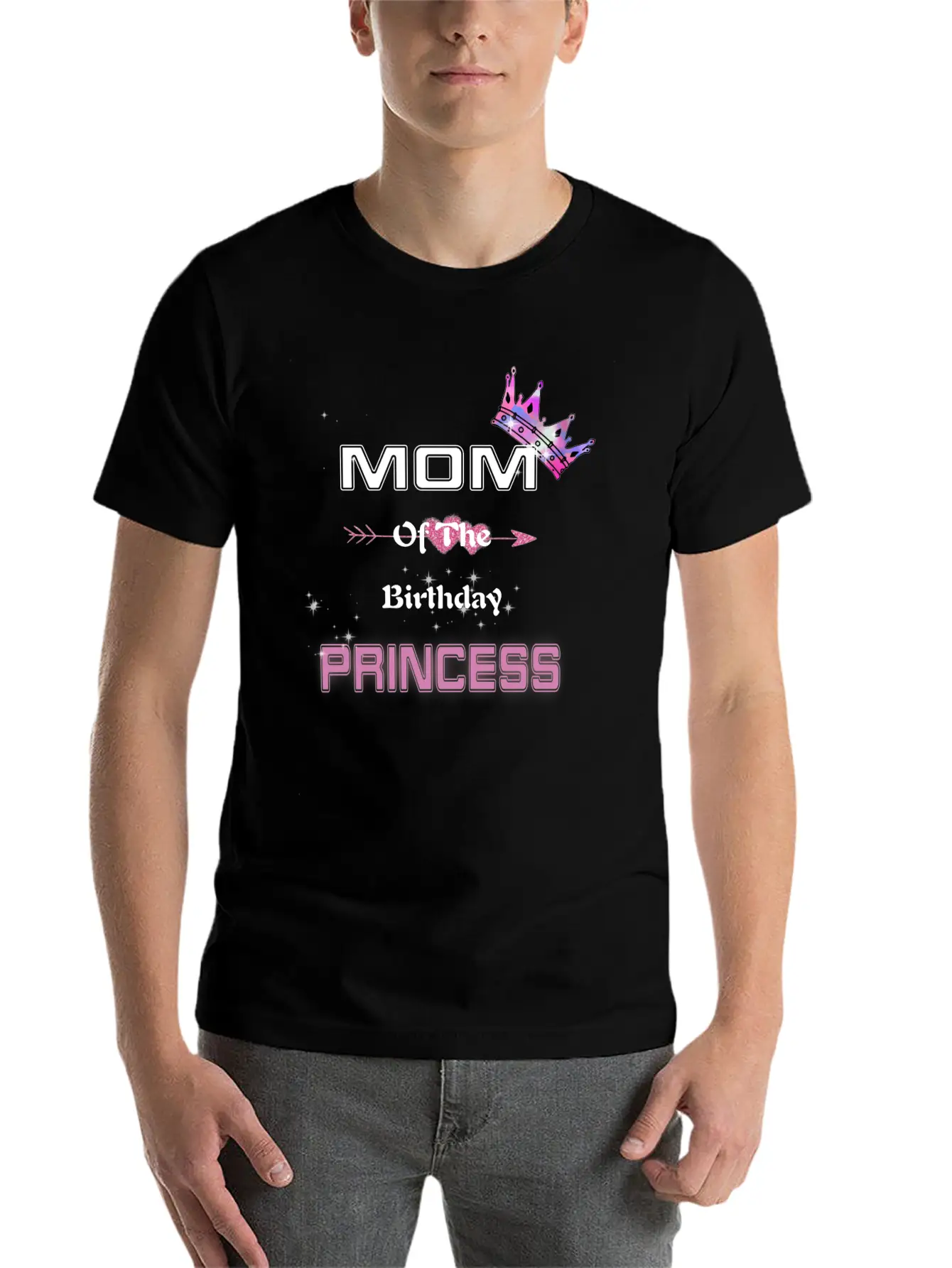 Mom Of The Birthday Princess Unisex Short Sleeve Soft Cotton T-Shirt – Casual Everyday Wear