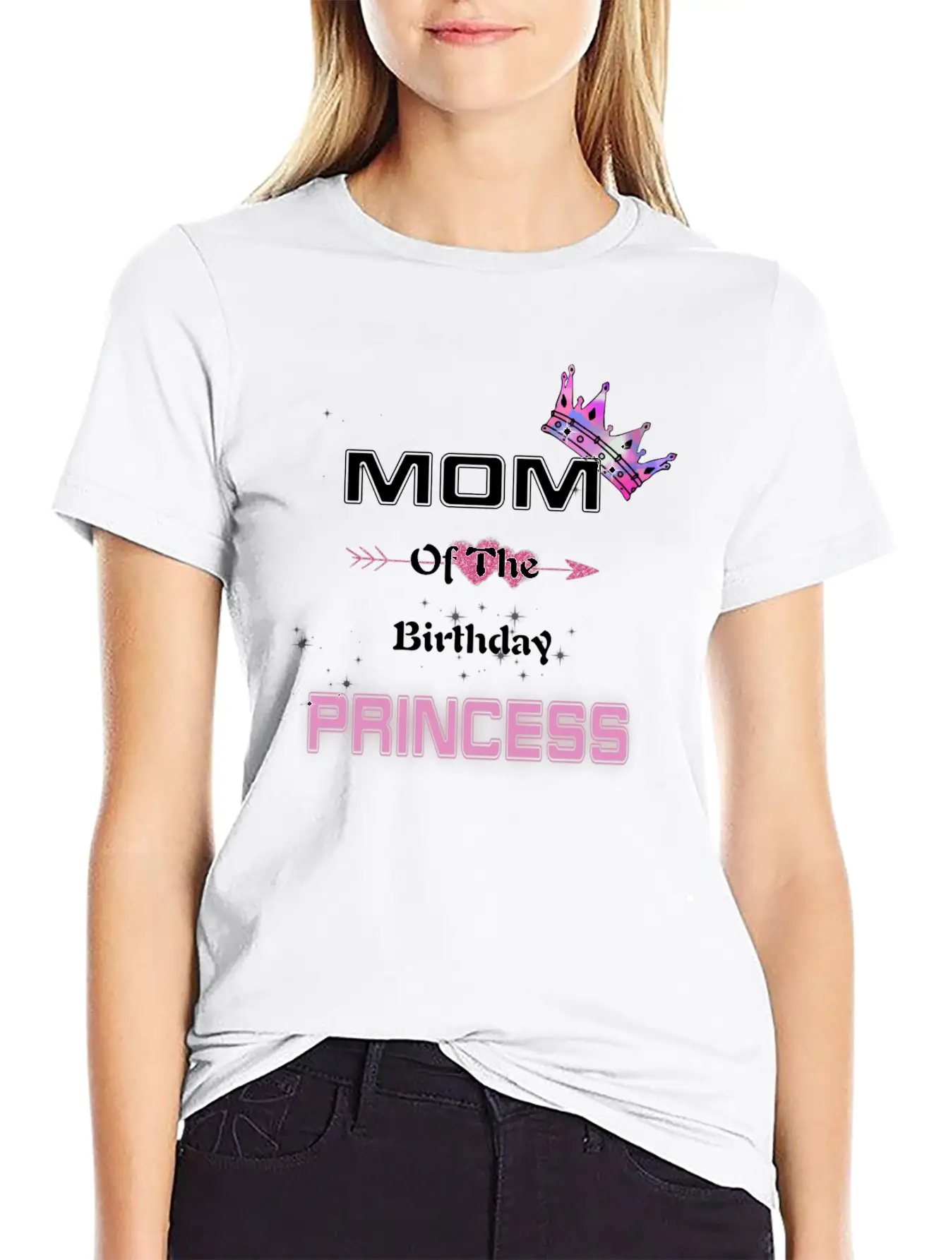 Mom Of The Birthday Princess Unisex Short Sleeve Soft Cotton T-Shirt – Casual Everyday Wear