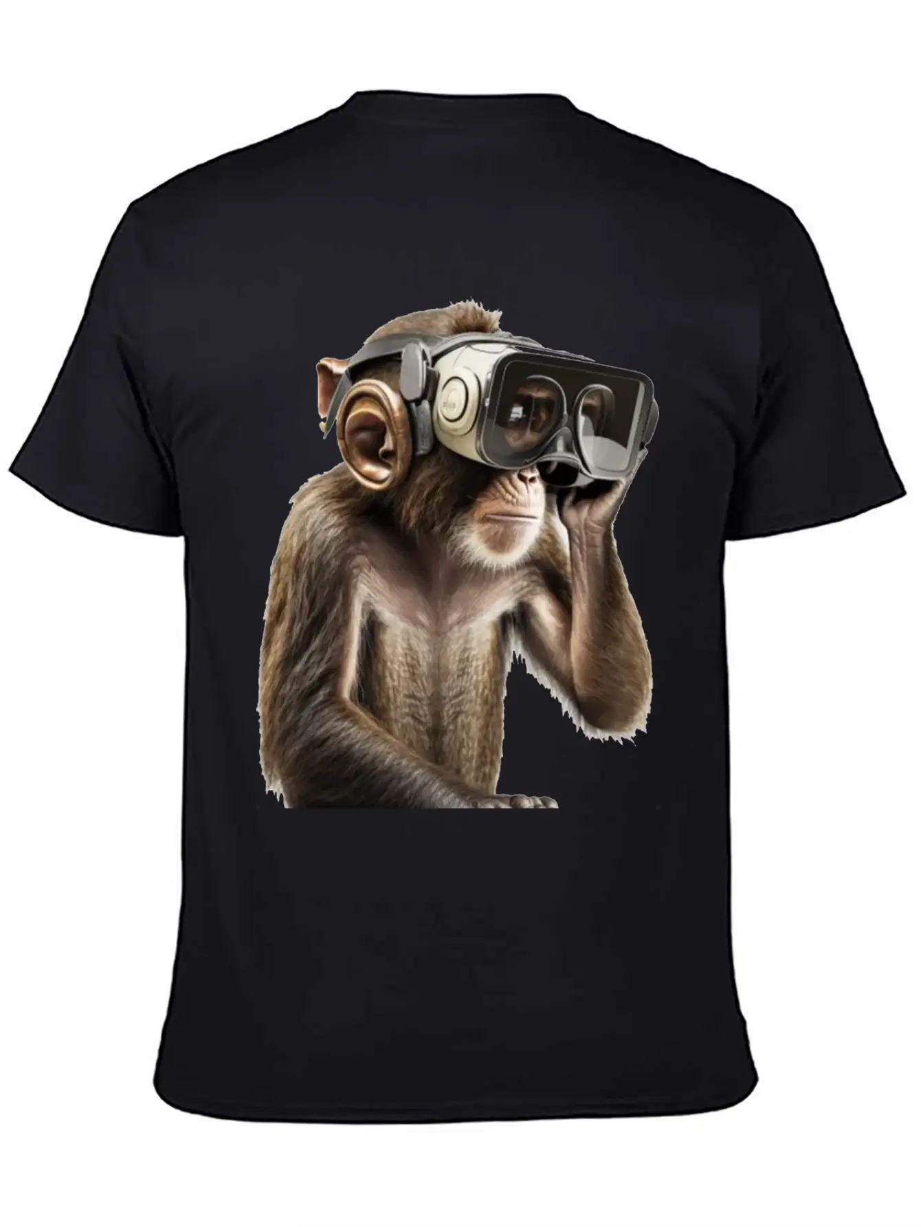 Monksy - Monkey With VR Virtual Reality Goggles Stylish Everyday T-Shirt – Unisex Basic Cotton Tee