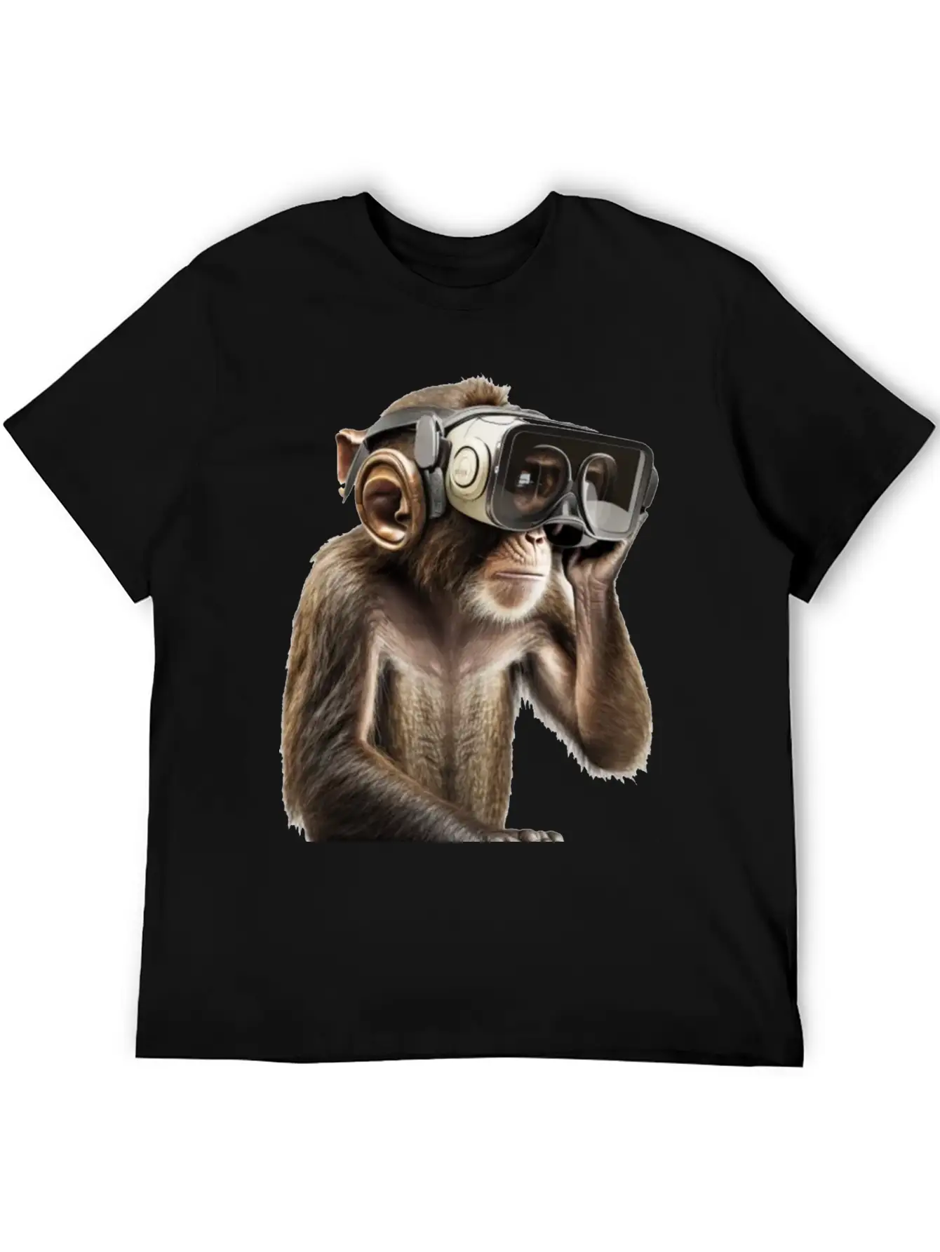 Monksy - Monkey With VR Virtual Reality Goggles Stylish Everyday T-Shirt – Unisex Basic Cotton Tee
