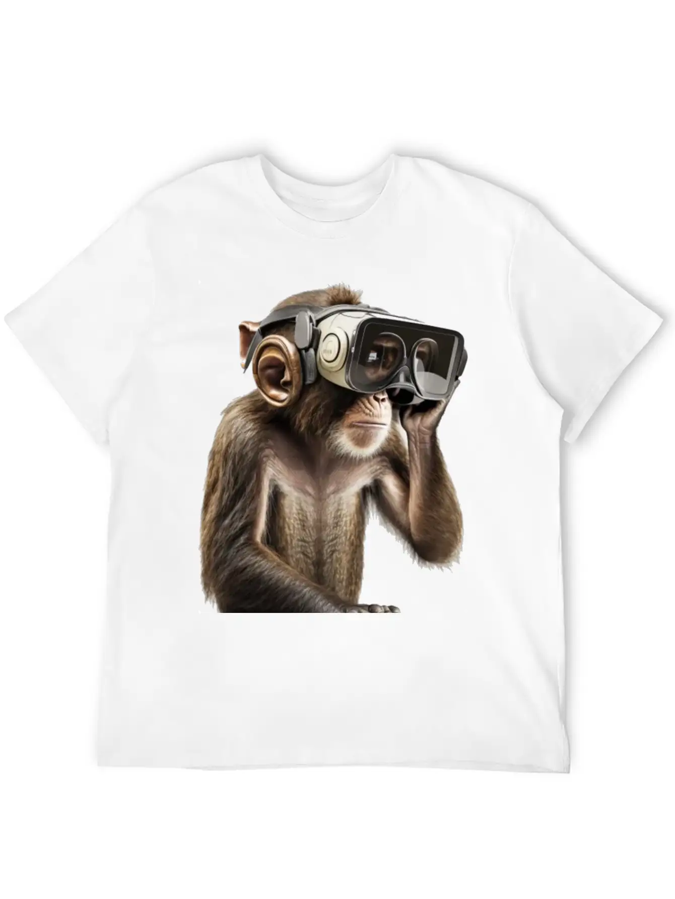 Monksy - Monkey With VR Virtual Reality Goggles Stylish Everyday T-Shirt – Unisex Basic Cotton Tee