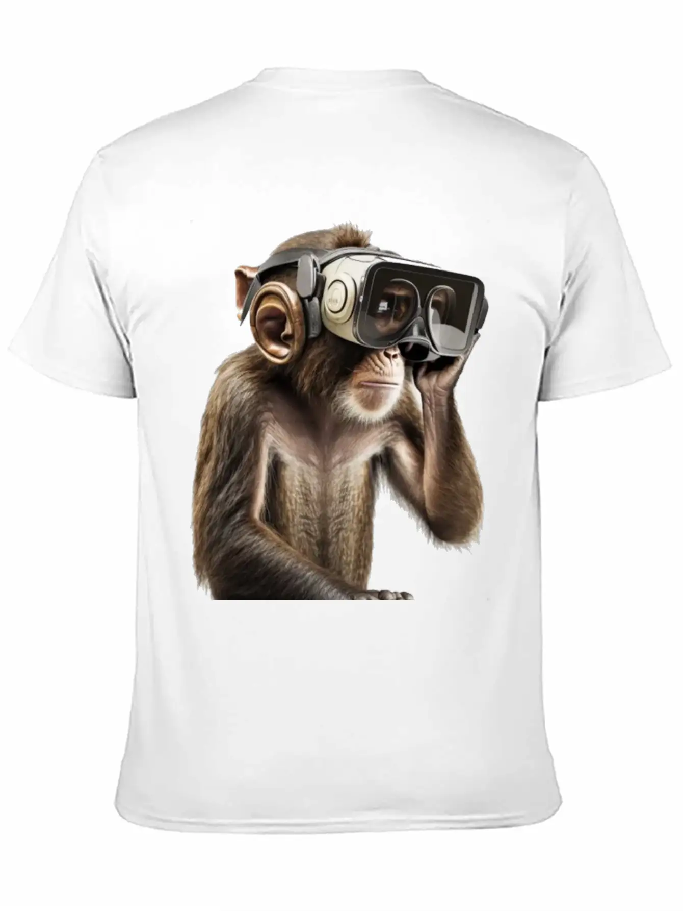 Monksy - Monkey With VR Virtual Reality Goggles Stylish Everyday T-Shirt – Unisex Basic Cotton Tee