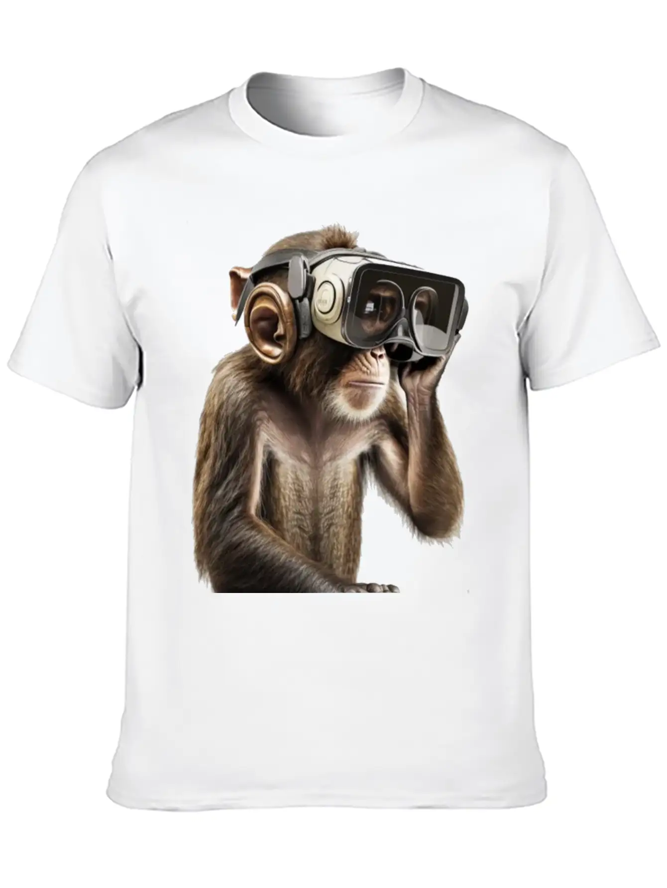 Monksy - Monkey With VR Virtual Reality Goggles Stylish Everyday T-Shirt – Unisex Basic Cotton Tee