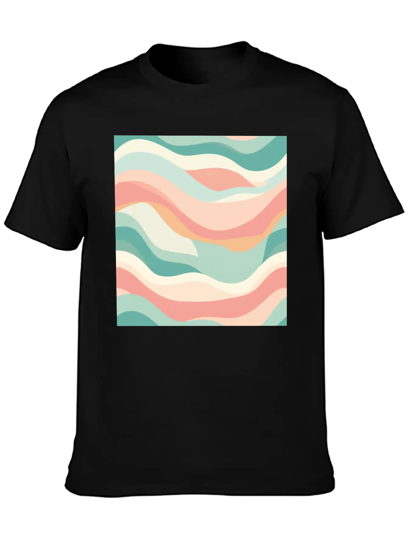 Monochrome Waves: Modern Abstract Ebb And Flow Essential Unisex Summer Tee – Soft Cotton Casual Fit