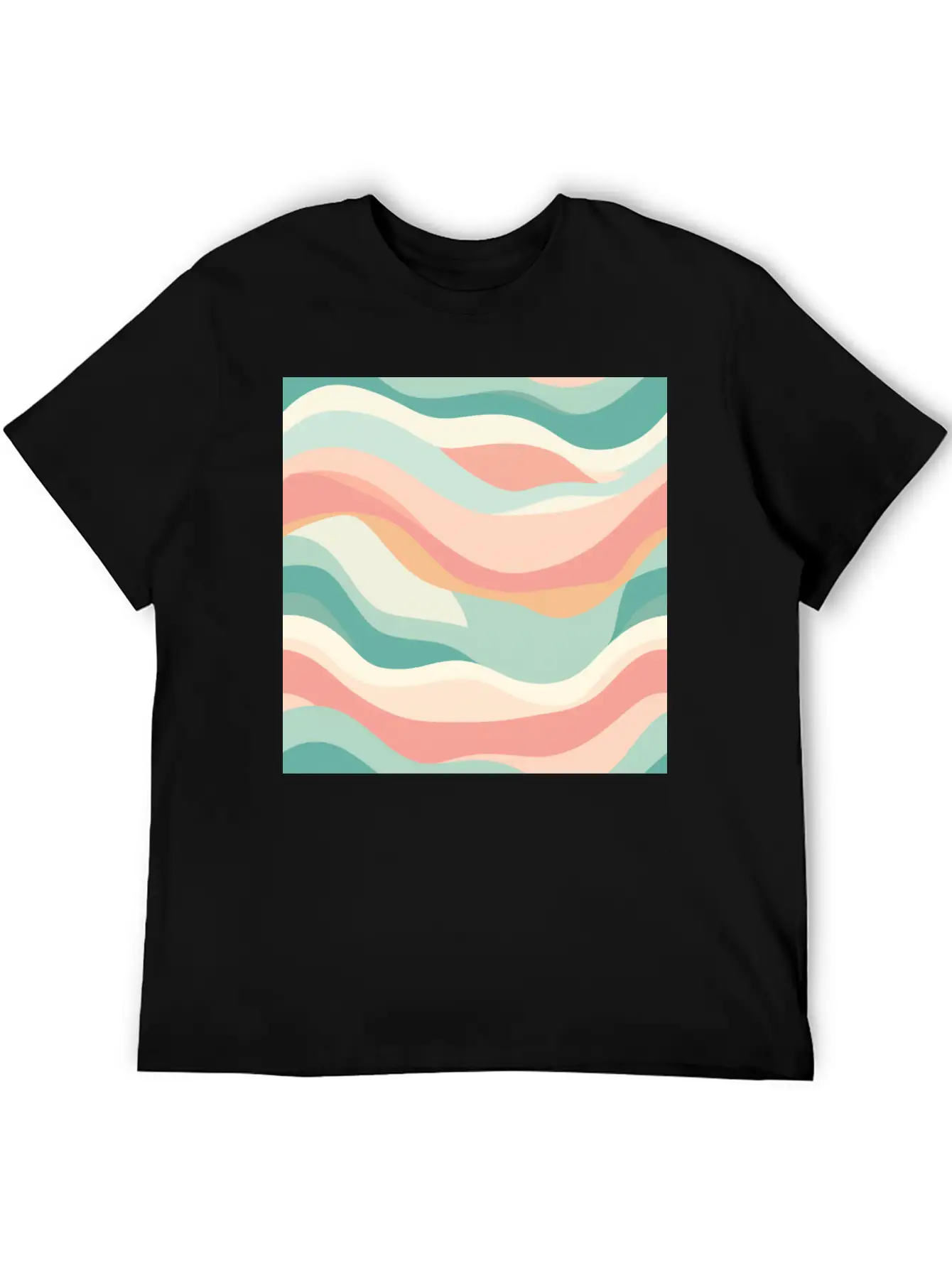 Monochrome Waves: Modern Abstract Ebb And Flow Essential Unisex Summer Tee – Soft Cotton Casual Fit