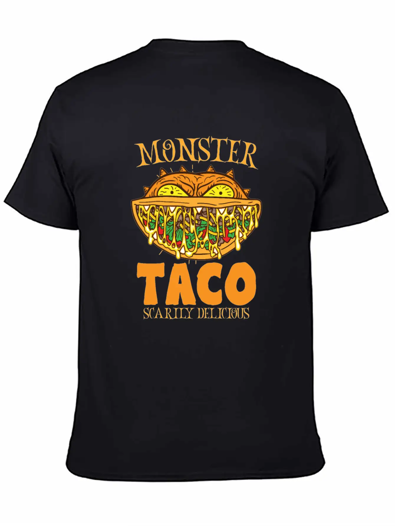 Monster Taco Horror Taco Halloween Taco Costume Unisex Short Sleeve Soft Cotton T-Shirt – Casual Everyday Wear