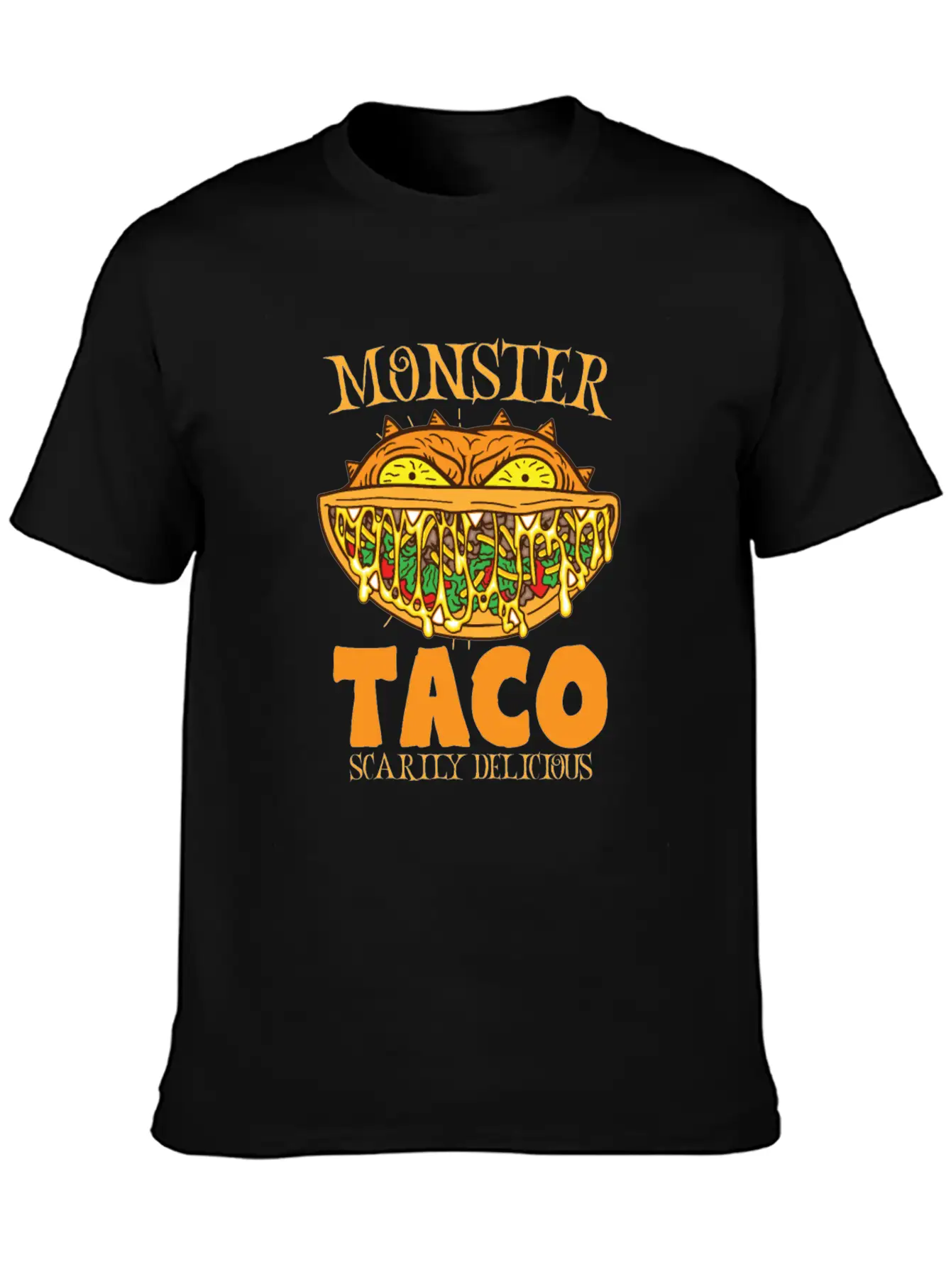 Monster Taco Horror Taco Halloween Taco Costume Unisex Short Sleeve Soft Cotton T-Shirt – Casual Everyday Wear
