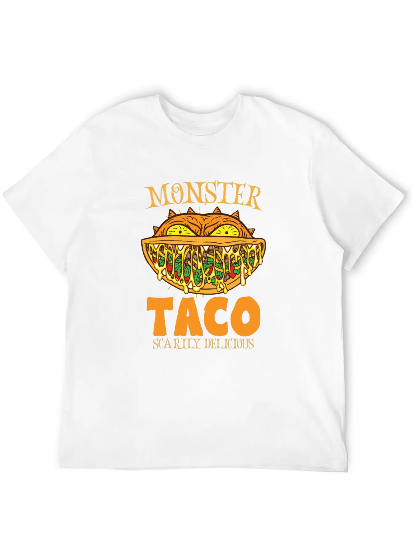 Monster Taco Horror Taco Halloween Taco Costume Unisex Short Sleeve Soft Cotton T-Shirt – Casual Everyday Wear