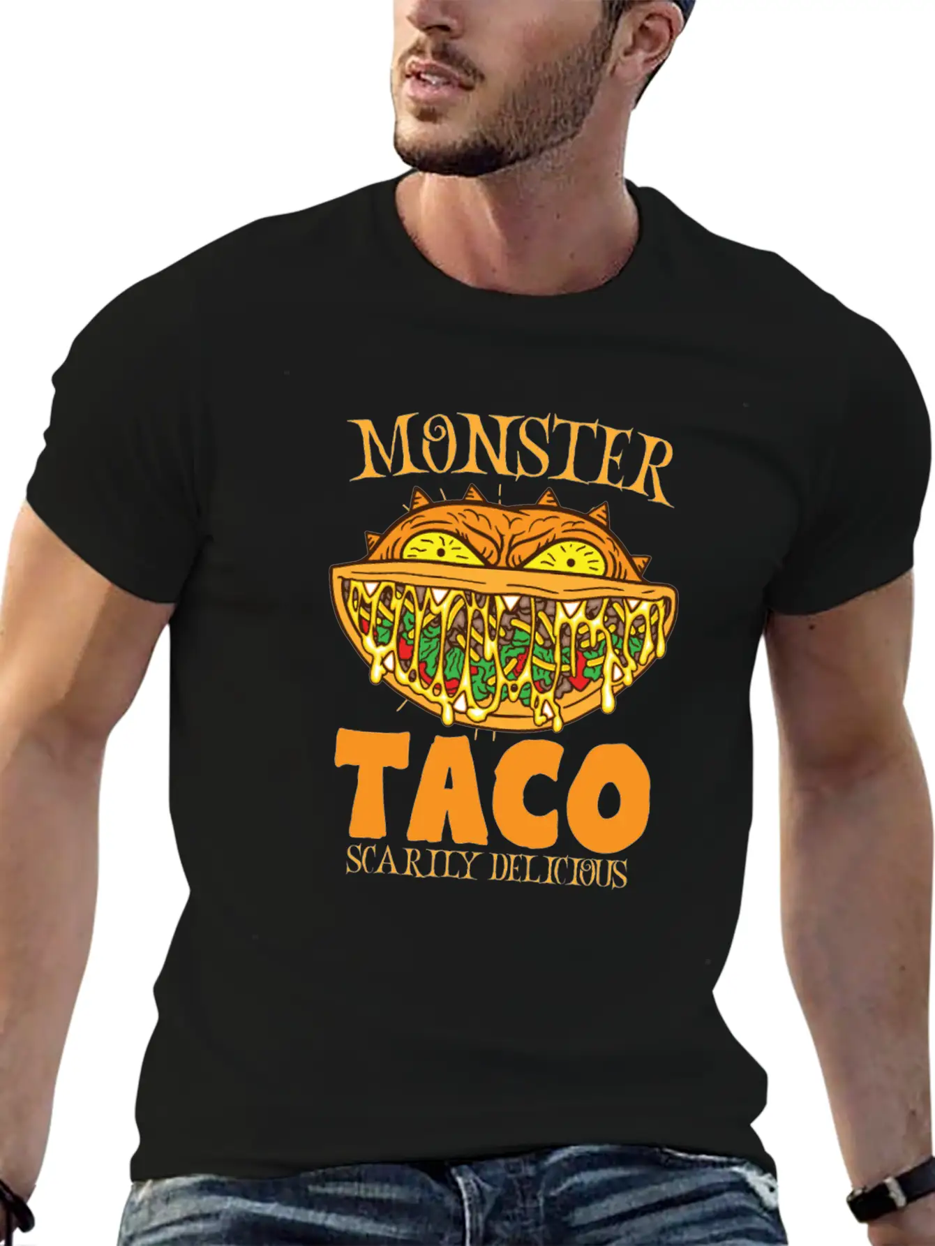 Monster Taco Horror Taco Halloween Taco Costume Unisex Short Sleeve Soft Cotton T-Shirt – Casual Everyday Wear