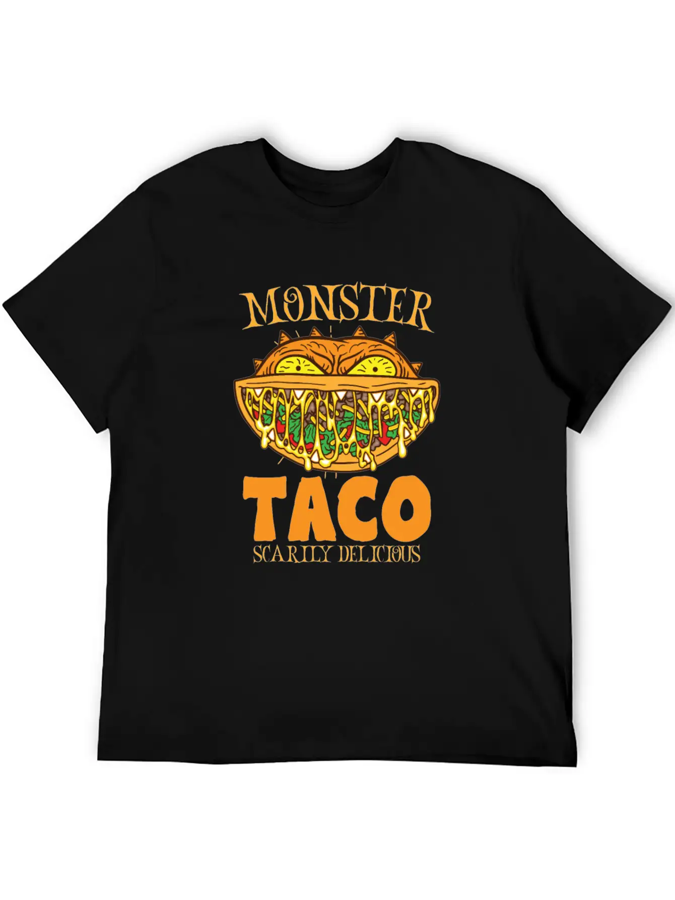Monster Taco Horror Taco Halloween Taco Costume Unisex Short Sleeve Soft Cotton T-Shirt – Casual Everyday Wear