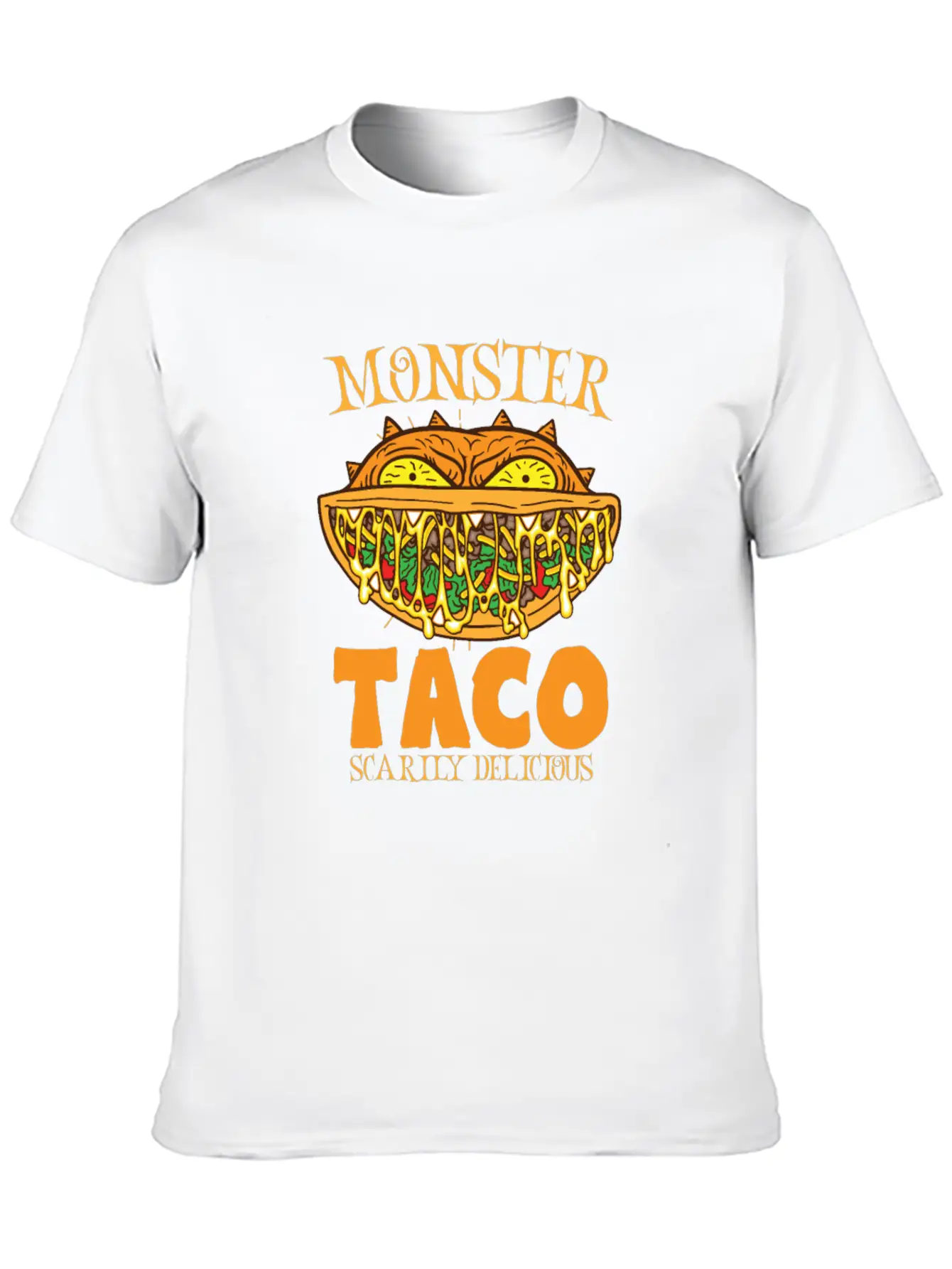 Monster Taco Horror Taco Halloween Taco Costume Unisex Short Sleeve Soft Cotton T-Shirt – Casual Everyday Wear