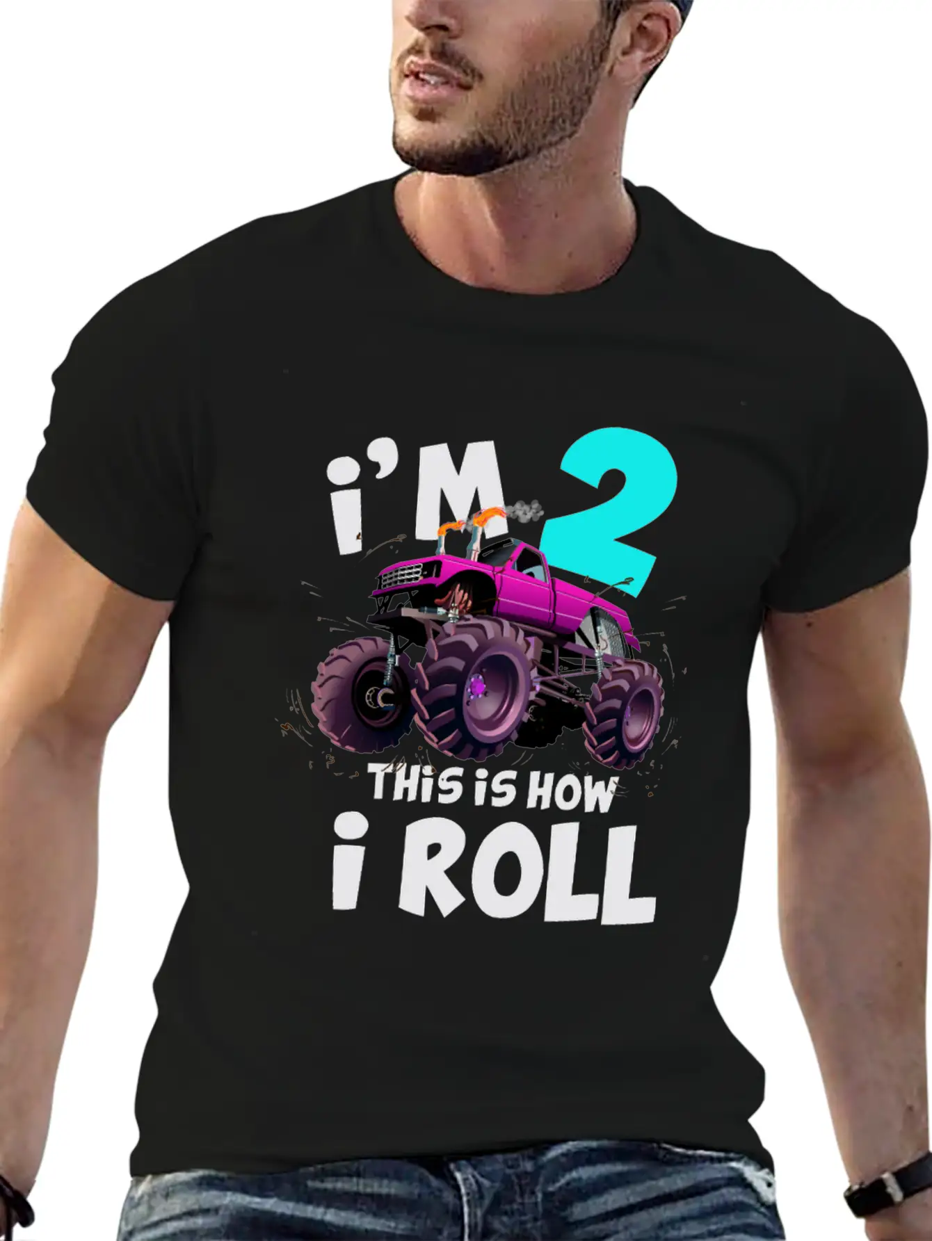 Monster Truck 2nd Birthday Truck Birthday Stylish Everyday T-Shirt – Unisex Basic Cotton Tee