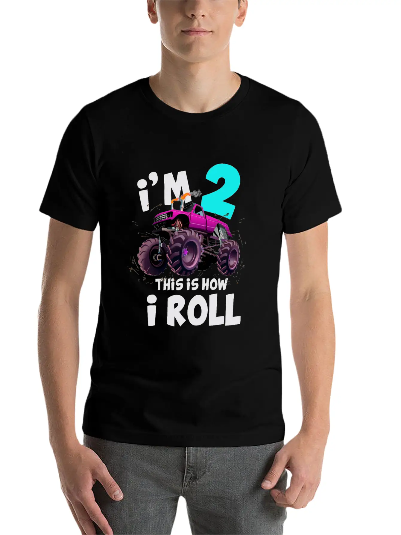 Monster Truck 2nd Birthday Truck Birthday Stylish Everyday T-Shirt – Unisex Basic Cotton Tee