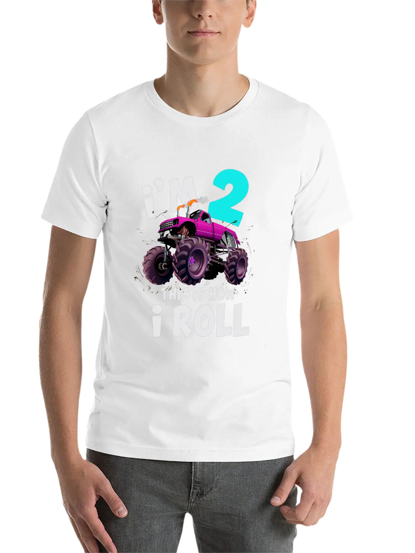 Monster Truck 2nd Birthday Truck Birthday Stylish Everyday T-Shirt – Unisex Basic Cotton Tee