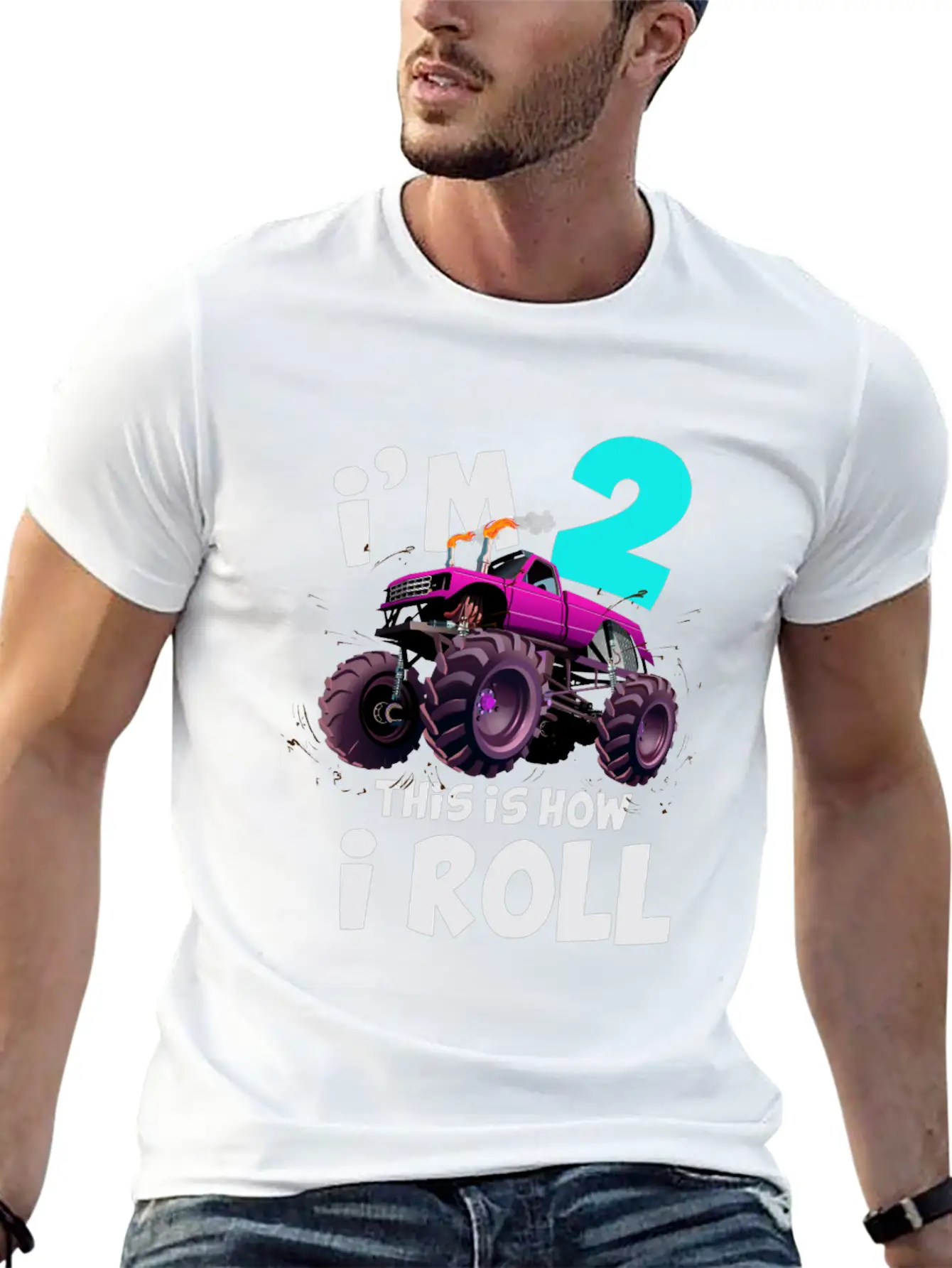 Monster Truck 2nd Birthday Truck Birthday Stylish Everyday T-Shirt – Unisex Basic Cotton Tee