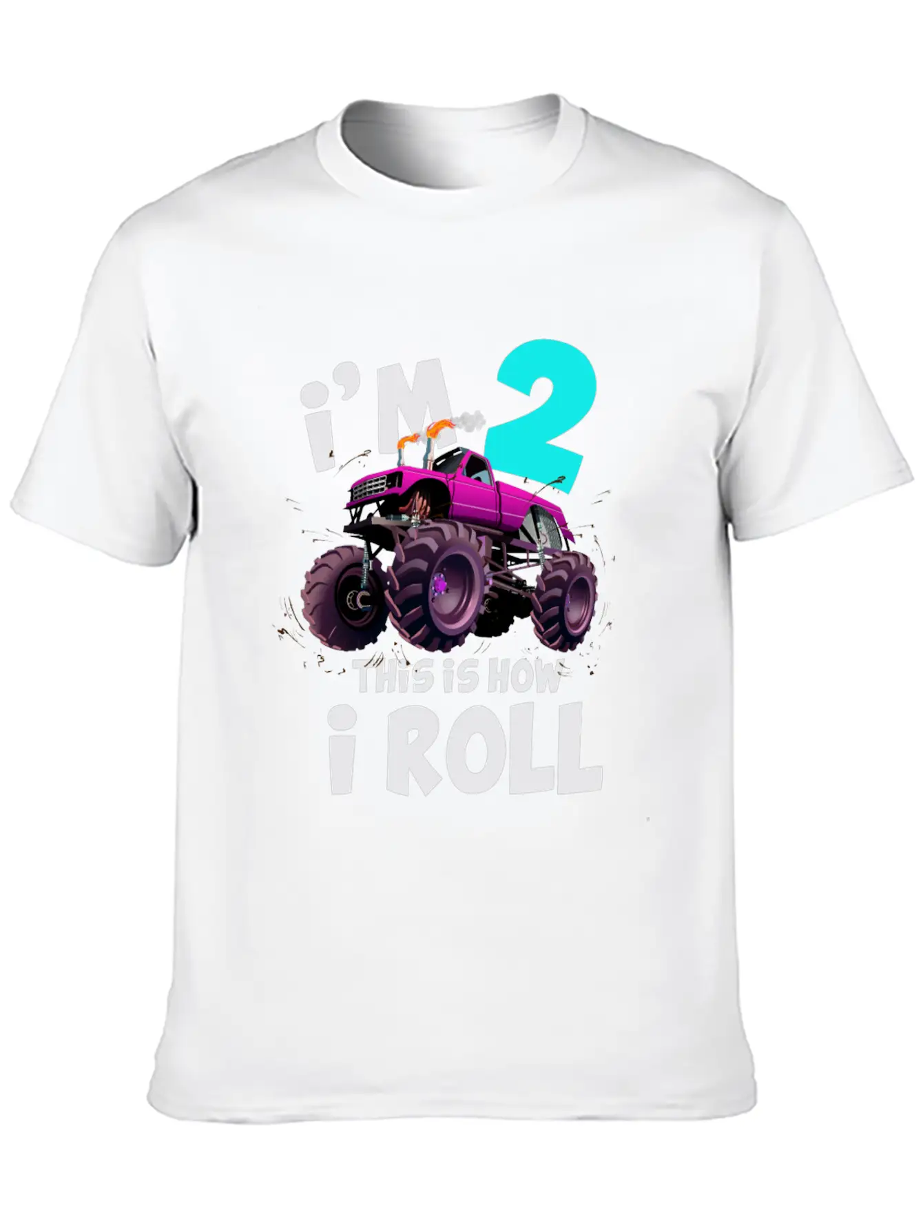 Monster Truck 2nd Birthday Truck Birthday Stylish Everyday T-Shirt – Unisex Basic Cotton Tee