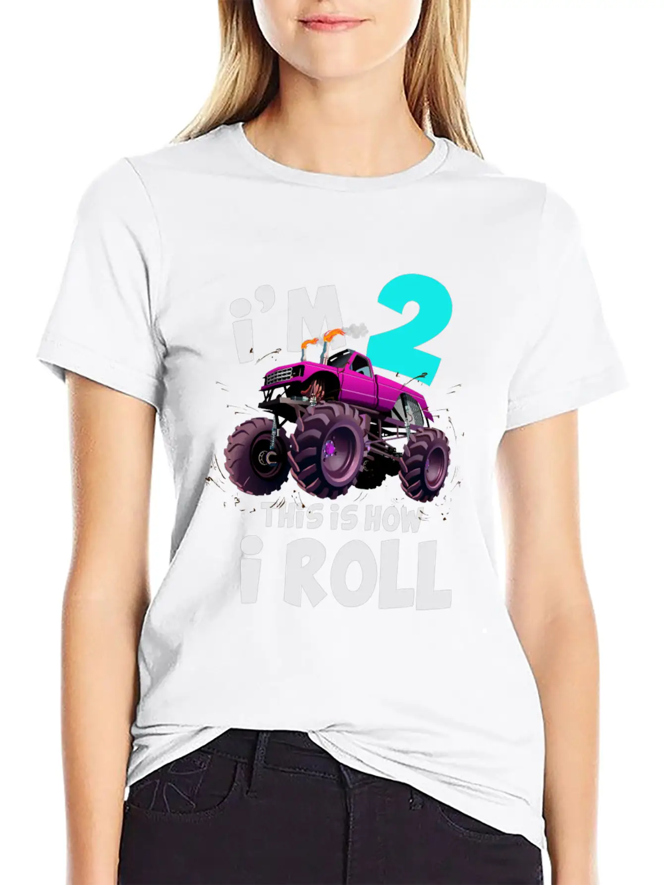 Monster Truck 2nd Birthday Truck Birthday Stylish Everyday T-Shirt – Unisex Basic Cotton Tee