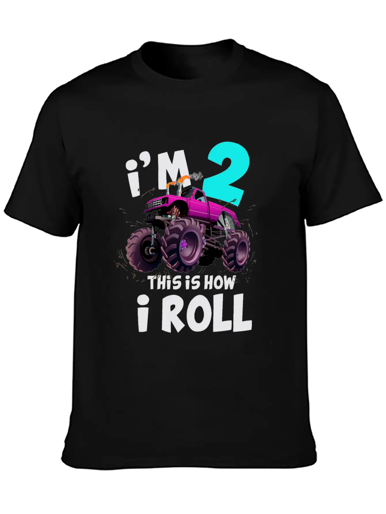 Monster Truck 2nd Birthday Truck Birthday Stylish Everyday T-Shirt – Unisex Basic Cotton Tee
