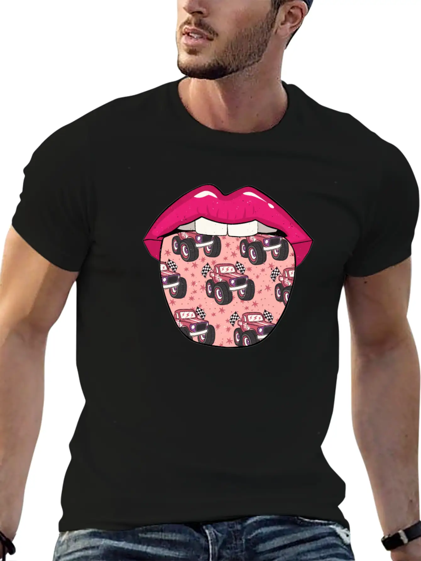Monster Truck Tongue Stylish Everyday T-Shirt – Unisex Basic Cotton Tee