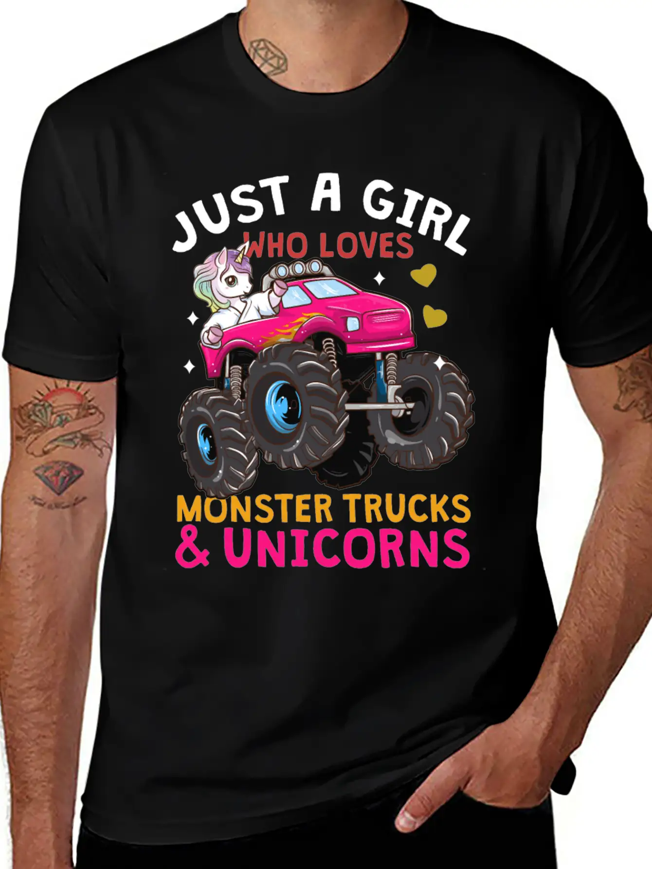 Monster Truck Unicorn Unisex Short Sleeve Soft Cotton T-Shirt – Casual Everyday Wear