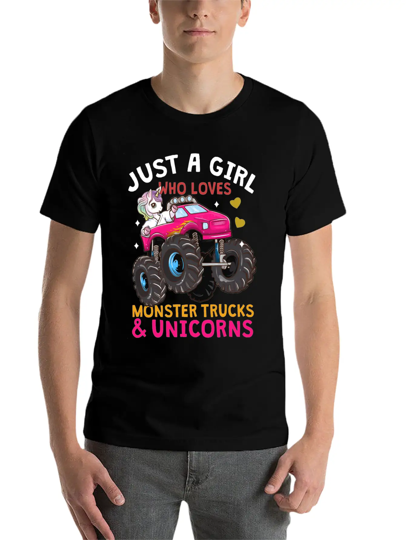 Monster Truck Unicorn Unisex Short Sleeve Soft Cotton T-Shirt – Casual Everyday Wear