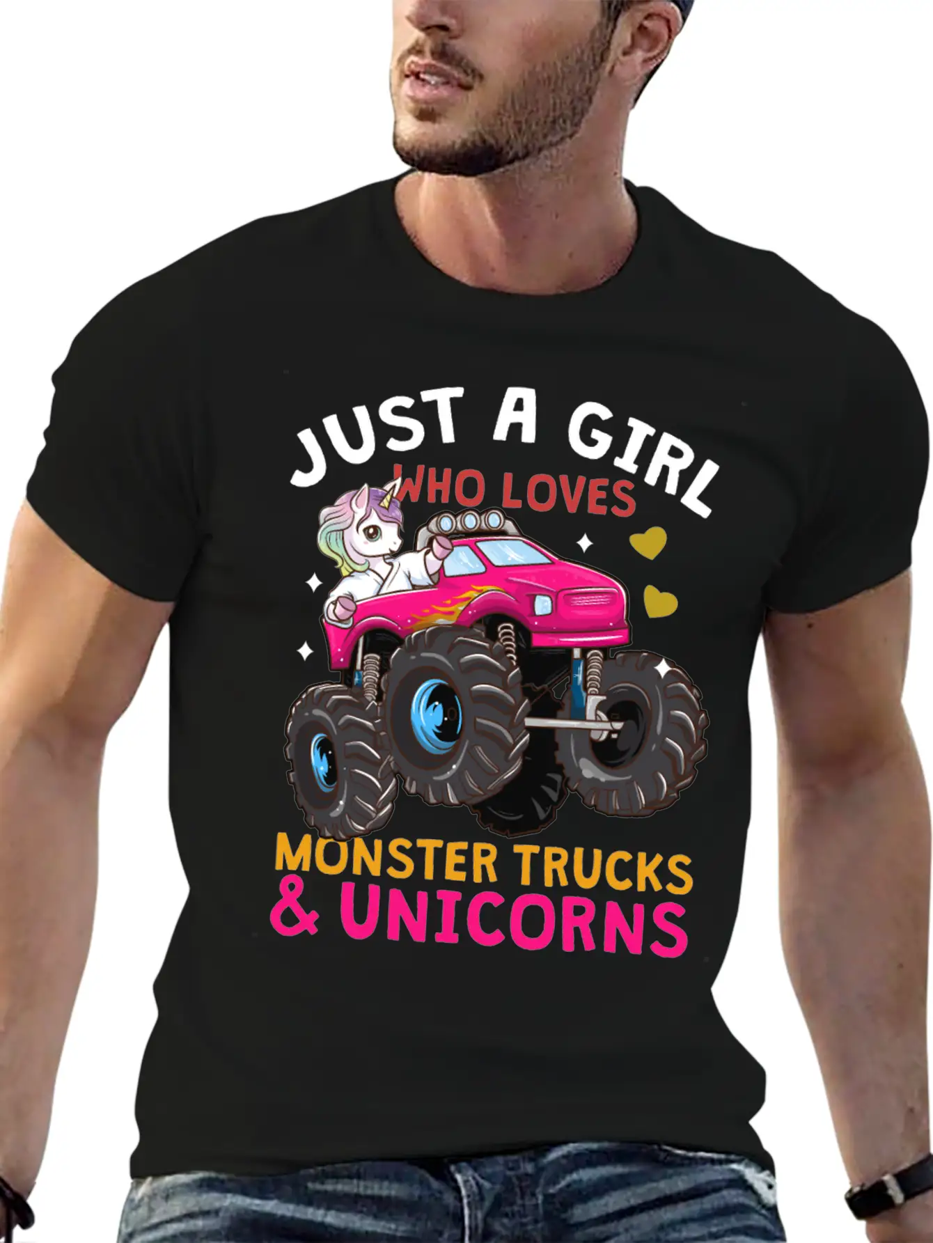 Monster Truck Unicorn Unisex Short Sleeve Soft Cotton T-Shirt – Casual Everyday Wear