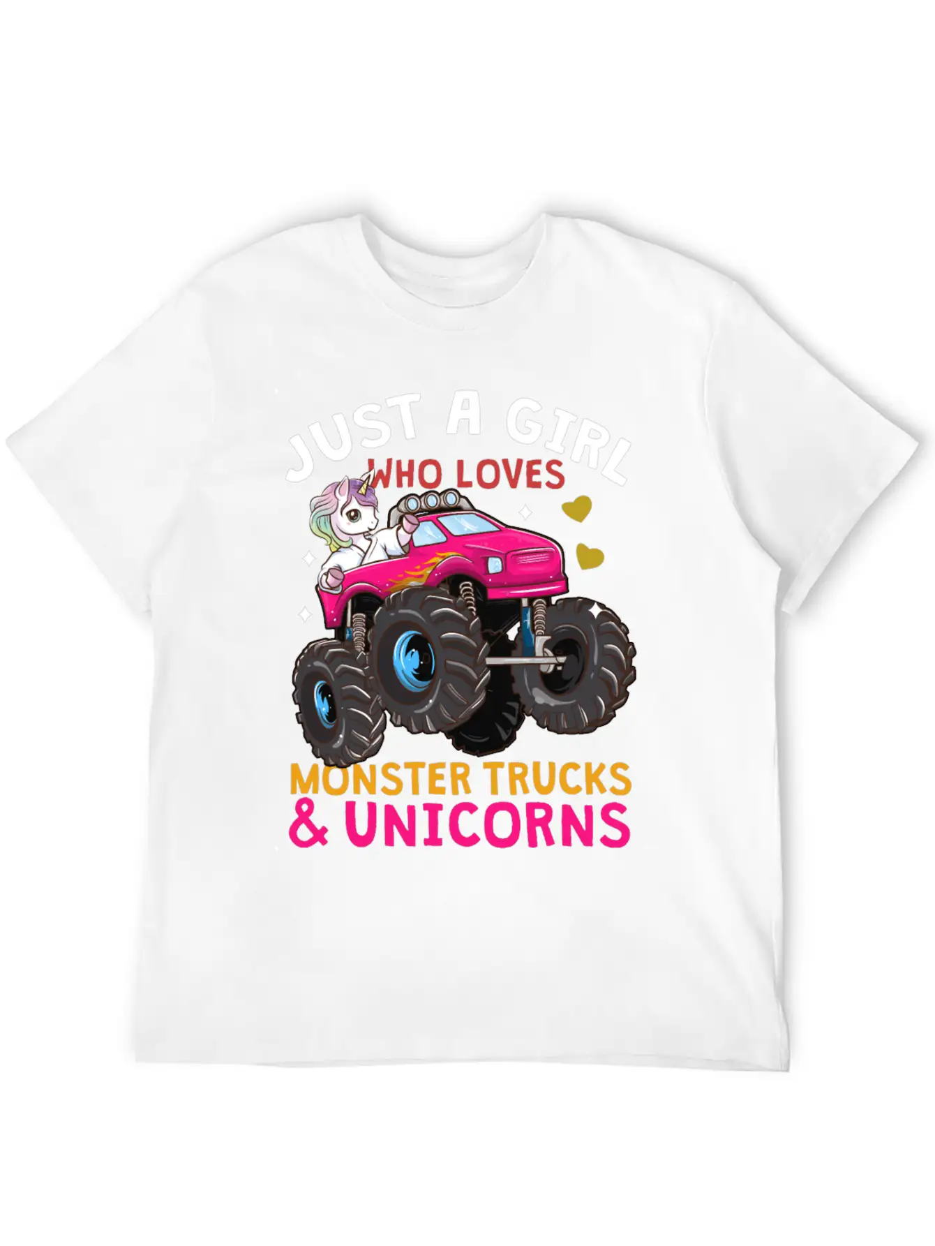 Monster Truck Unicorn Unisex Short Sleeve Soft Cotton T-Shirt – Casual Everyday Wear