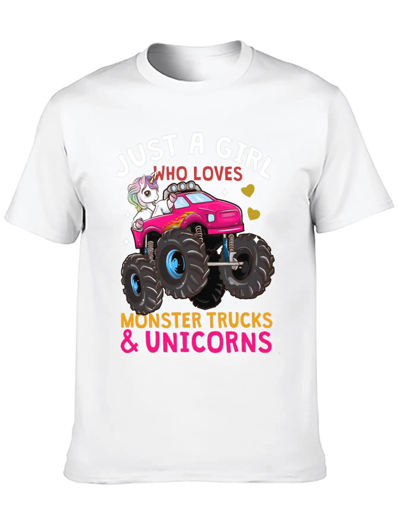 Monster Truck Unicorn Unisex Short Sleeve Soft Cotton T-Shirt – Casual Everyday Wear