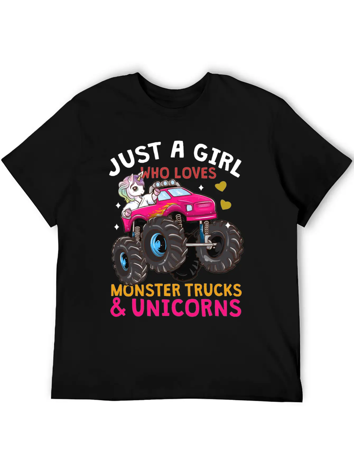 Monster Truck Unicorn Unisex Short Sleeve Soft Cotton T-Shirt – Casual Everyday Wear