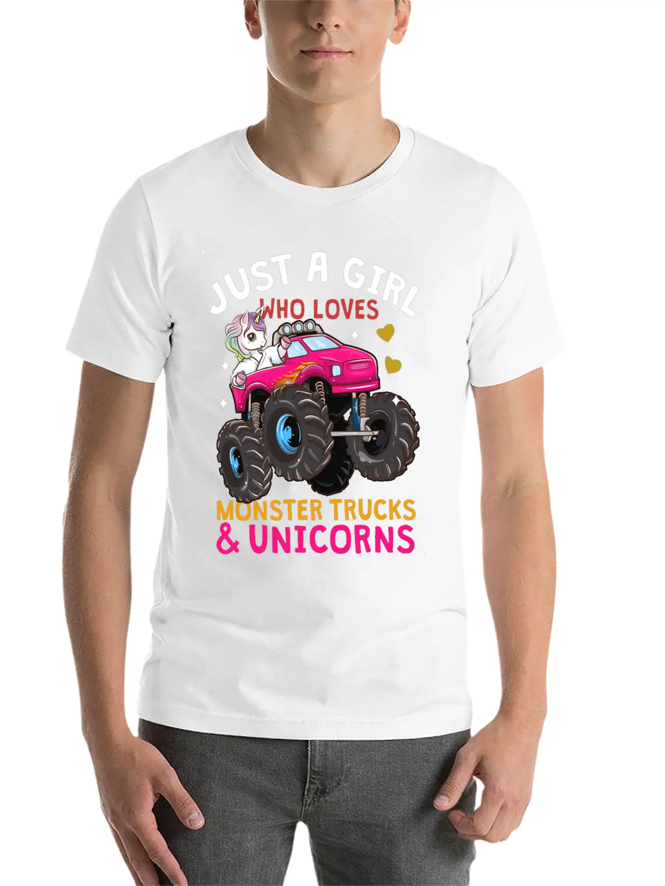 Monster Truck Unicorn Unisex Short Sleeve Soft Cotton T-Shirt – Casual Everyday Wear