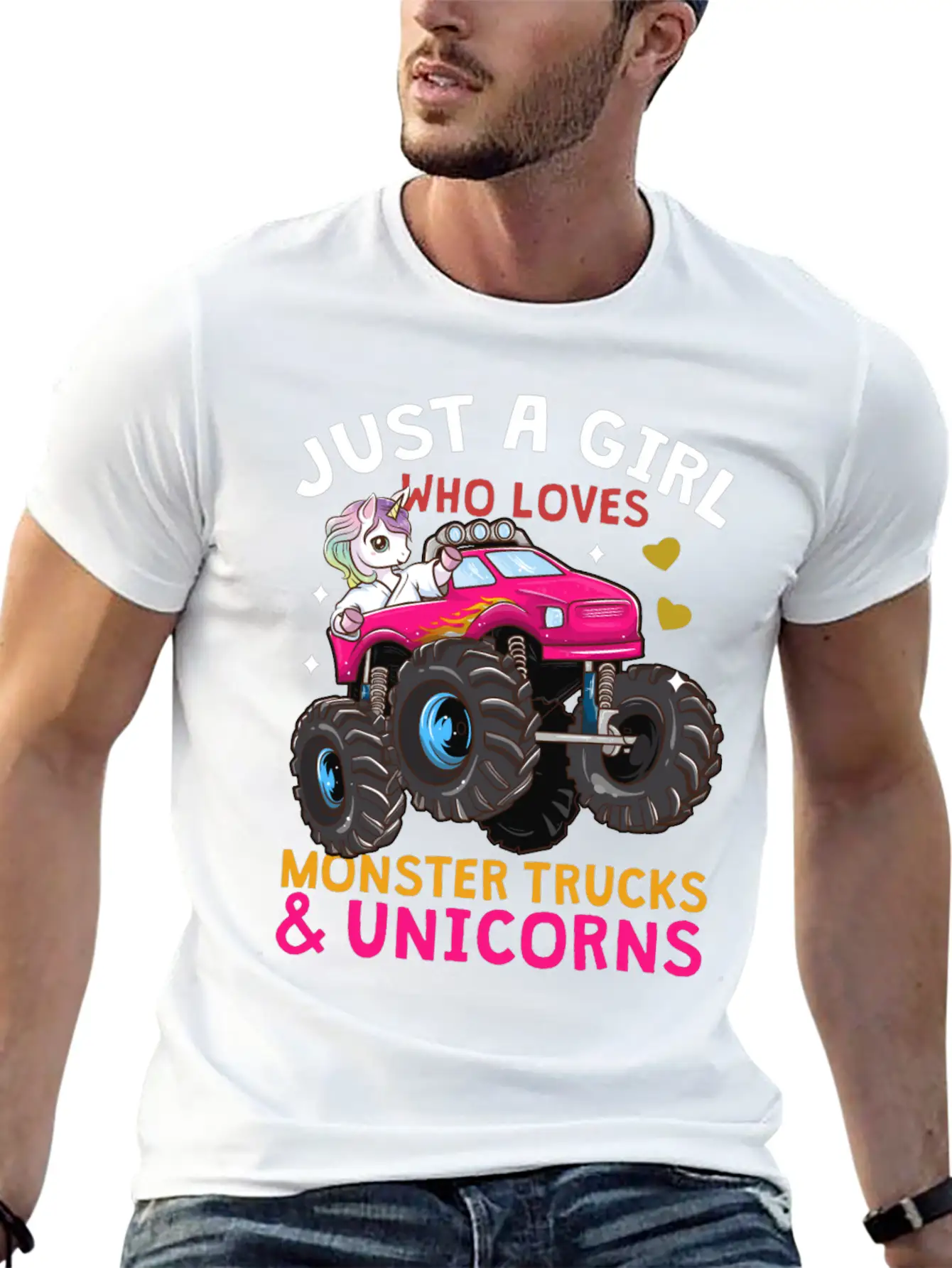 Monster Truck Unicorn Unisex Short Sleeve Soft Cotton T-Shirt – Casual Everyday Wear