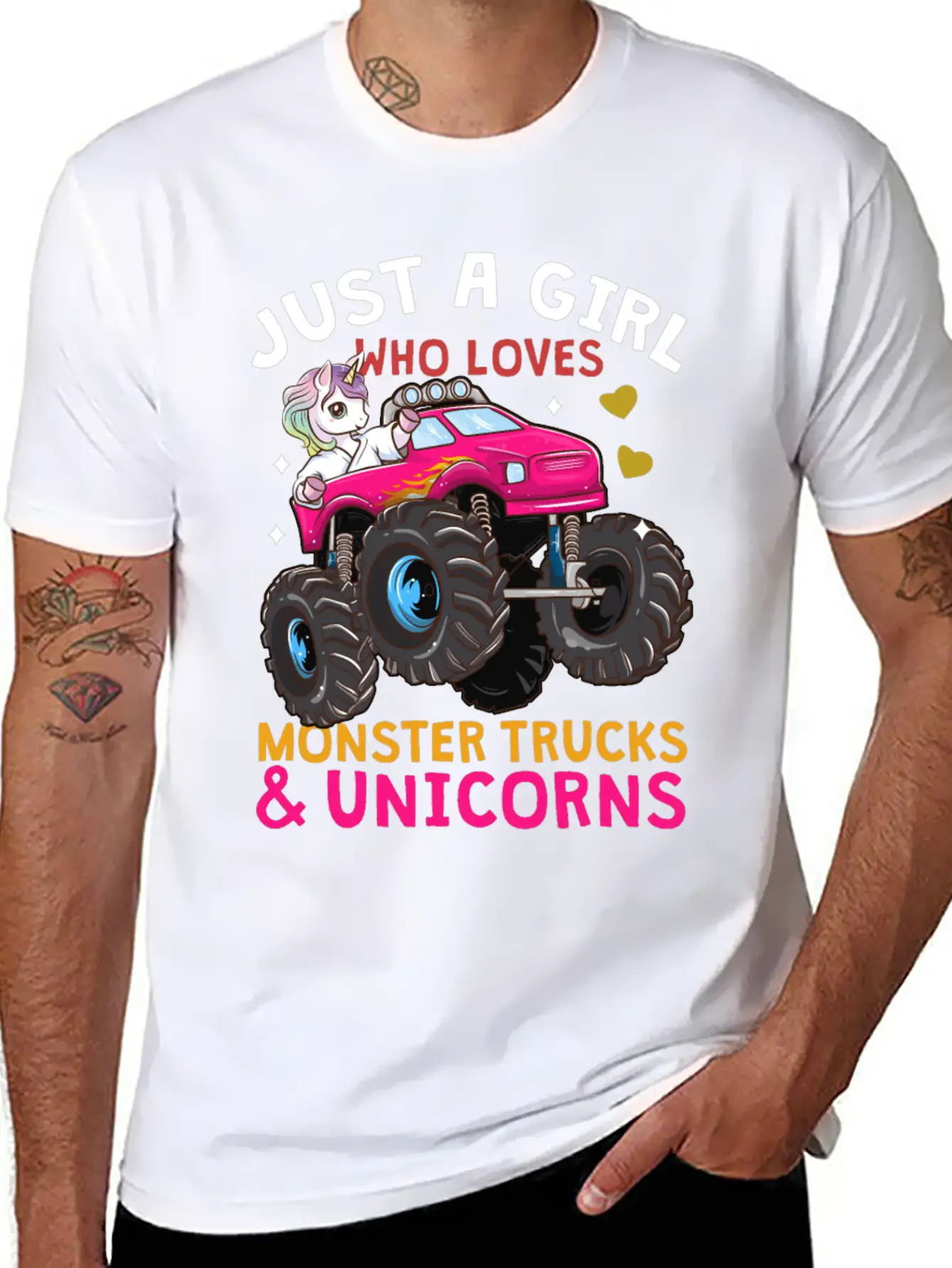 Monster Truck Unicorn Unisex Short Sleeve Soft Cotton T-Shirt – Casual Everyday Wear