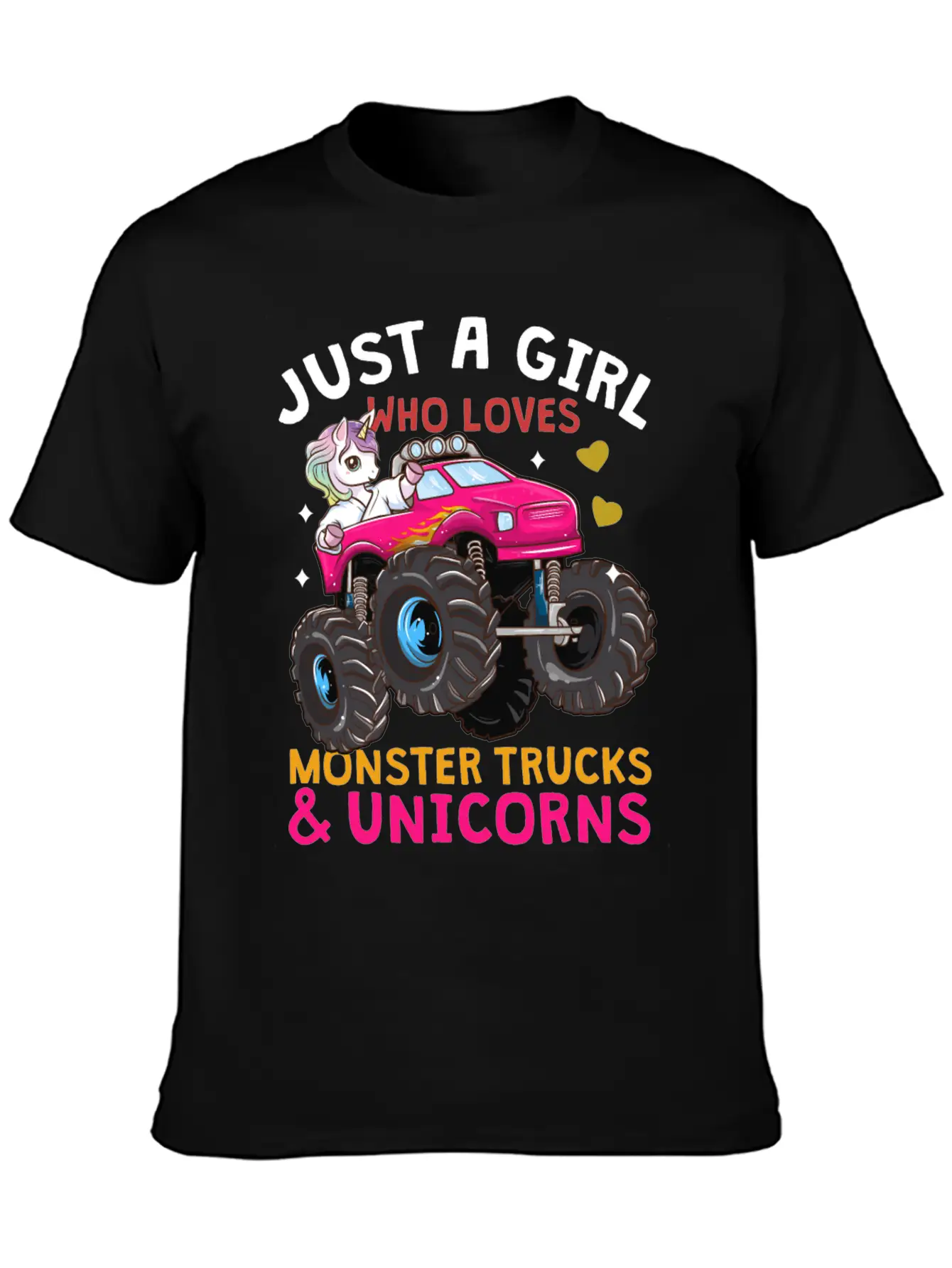 Monster Truck Unicorn Unisex Short Sleeve Soft Cotton T-Shirt – Casual Everyday Wear